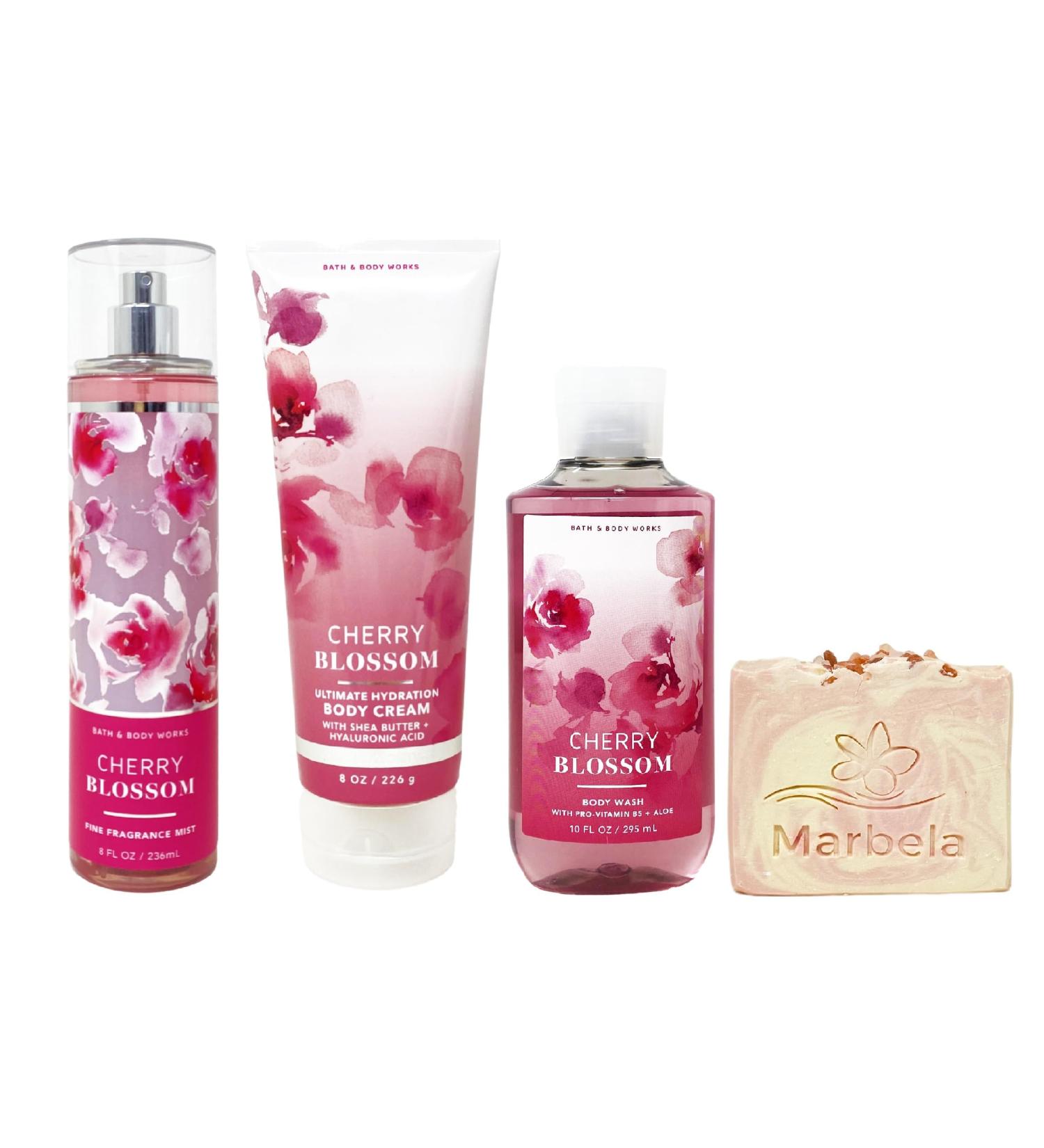 Bath & Body Works Cherry Blossom 3 Piece Value Pack with a Himalayan Salts Springs Bar Soap - Fragrance Mist - Body Cream and Body Wash - Full Size - Buy Online on GoSupps.com