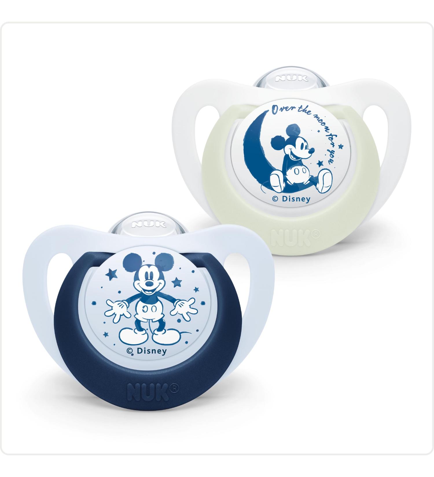 Nuk Disney Mickey Mouse Star Day & Night Silicone Pacifiers - Jaw-Friendly BPA-Free 18-36 Months - Limited Edition (2-Pack) - Buy Online on GoSupps.com
