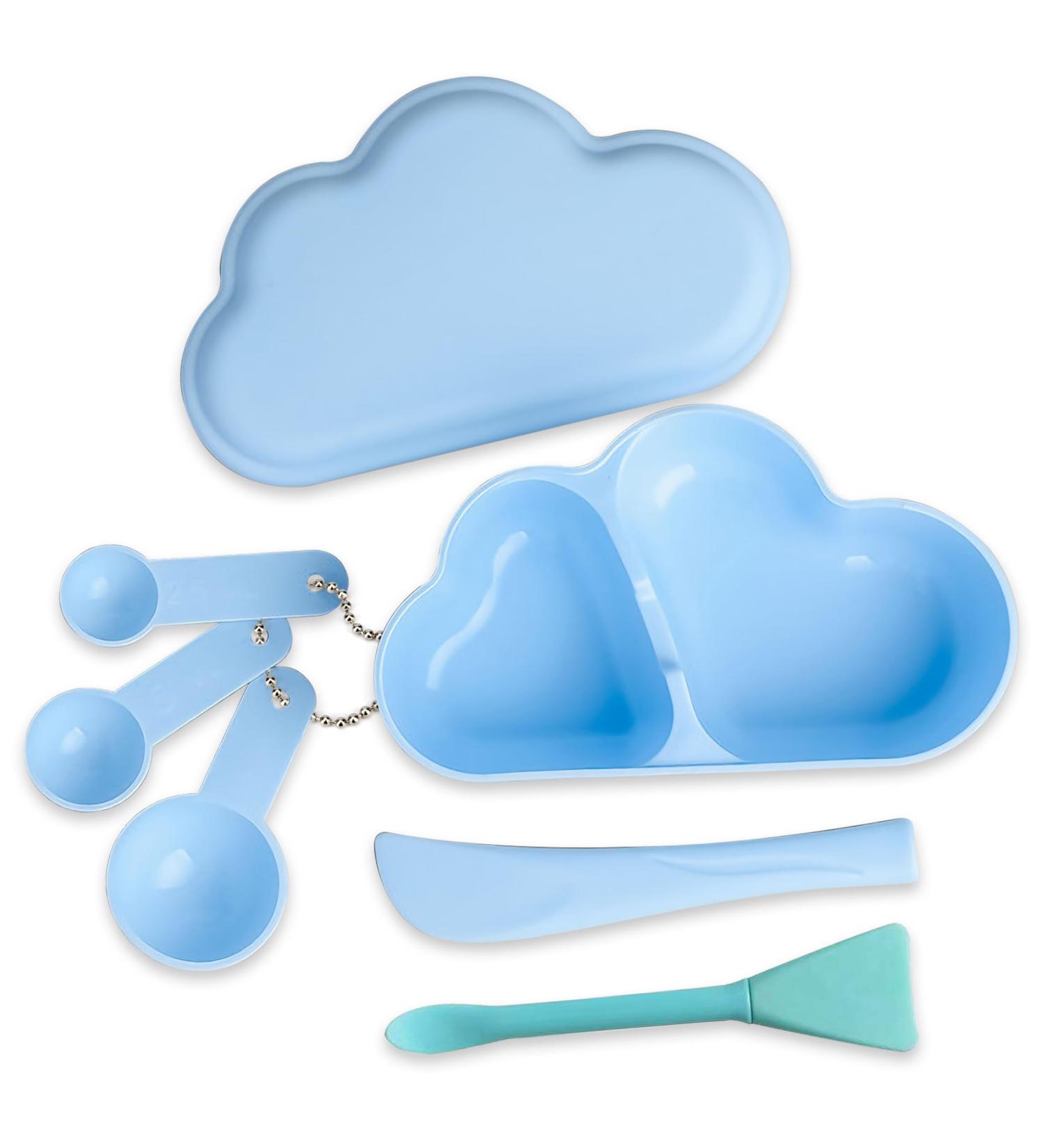 Caliee 6 in 1 Face Mask Mixing Bowl Set - DIY Facial Mask Kit for Women | Blue Face Mask Applicator & Mixing Tools - Buy Online on GoSupps.com