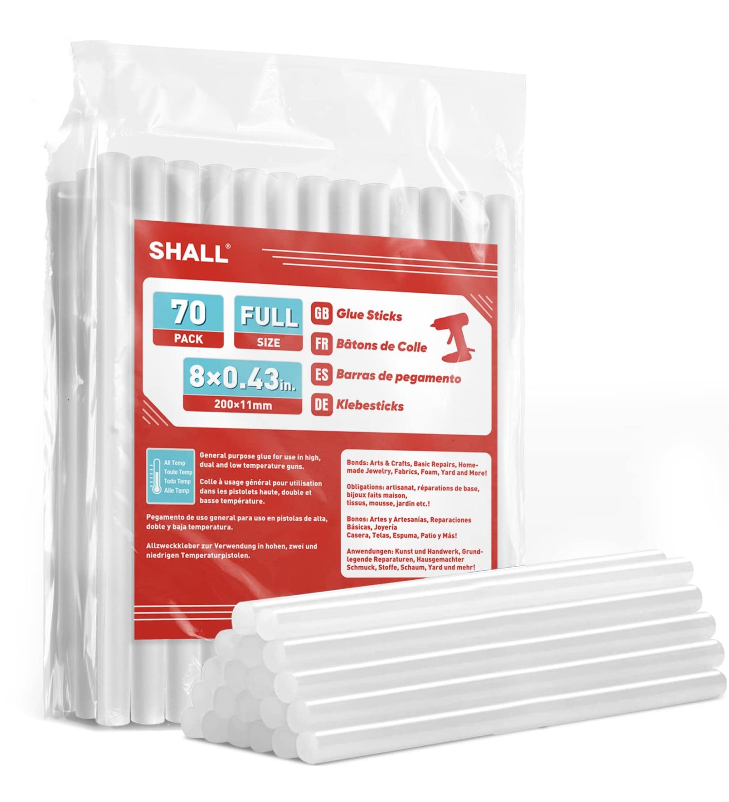 SHALL 0.43 x 8 Hot Glue Sticks 70-Pack - All-Temp Clear Hot Melt Glue for DIY Art and Craft Projects - Buy Online on GoSupps.com