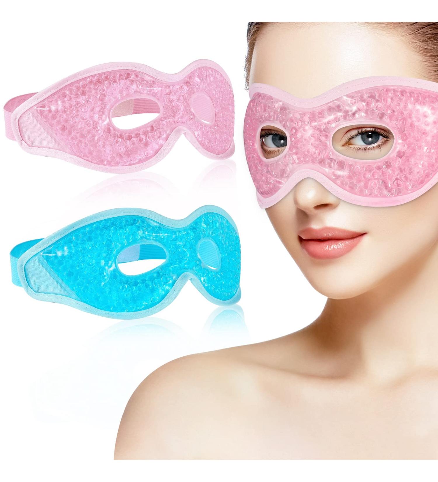 Heyu-Lotus Cooling Eye Mask - 2 Reusable Gel Masks for Dark Circles Swollen Eyes & Migraine Relief (Pink) - Buy Online on GoSupps.com