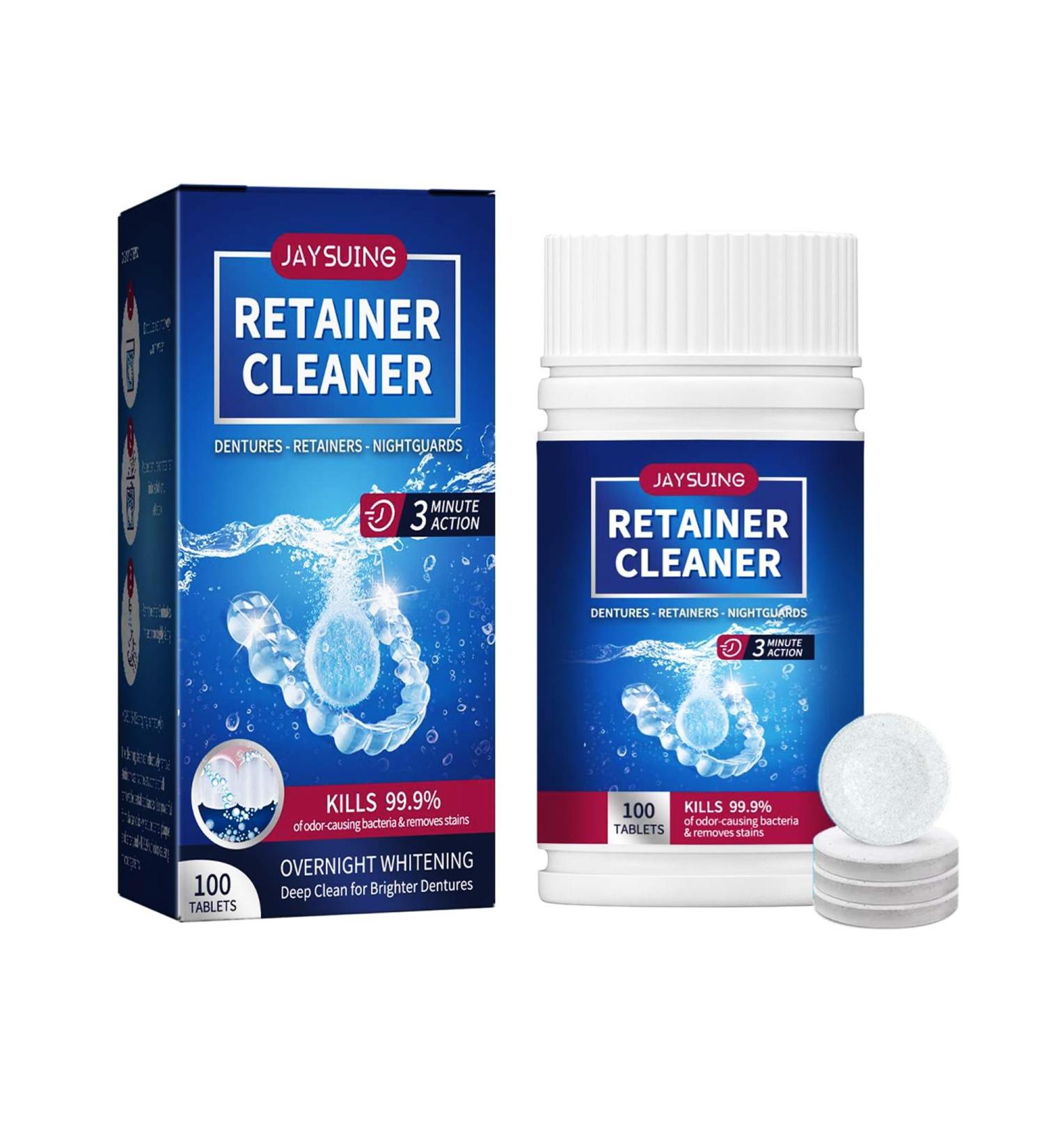 Retainer Cleaning Tablets - 100 Tablets 3 Month Supply Keep Retainers Fresh Bright Stain-Free Mouthguards Dentures Braces Retainer Cleaning Tablets - Buy Online on GoSupps.com