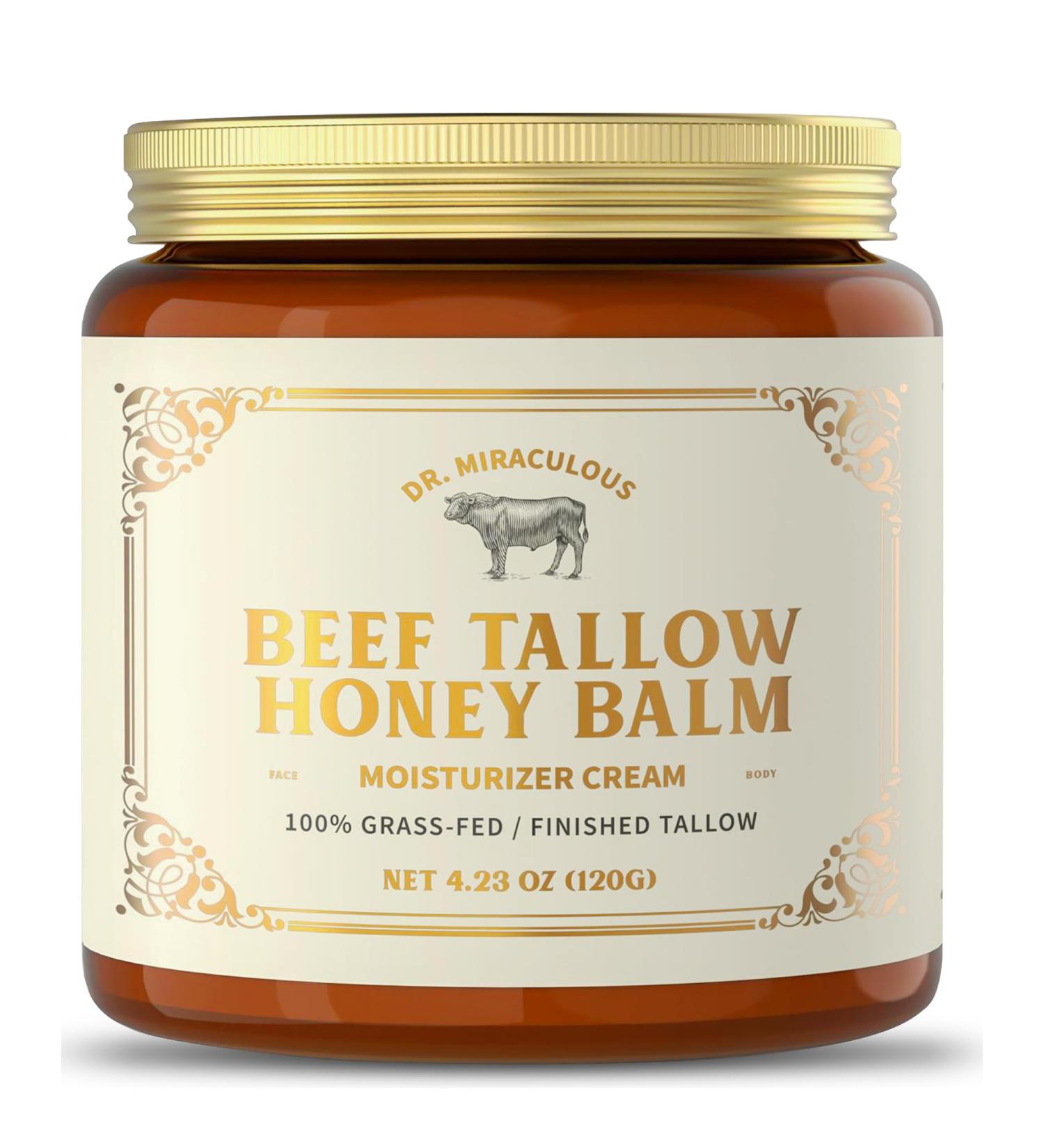 Dr. Miraculous 100% Grass-Fed Whipped Beef Tallow and Honey Balm for Skin Moisturizer for Face & Body with Organic Beeswax & Organic Honey Balm All Natural Formula 4.23OZ (120G) - Buy Online on GoSupps.com