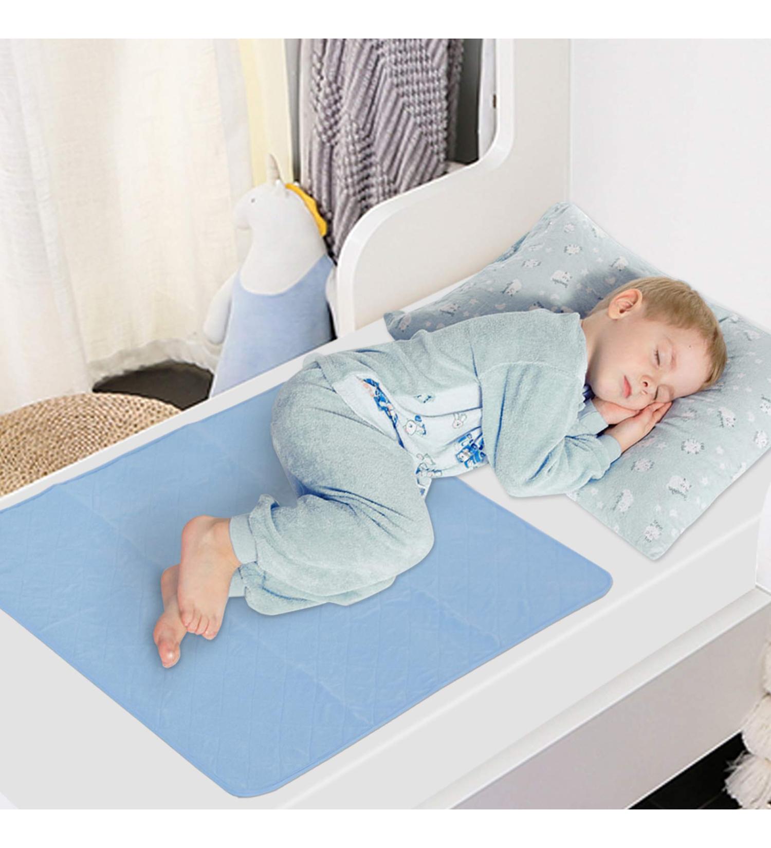 2 Pack Washable Waterproof Bed Pads 34x36 Inch Reusable Incontinence Underpad for Adults Elderly Kids Toddler and Pets Anti Slip Sheet Protector White Blue