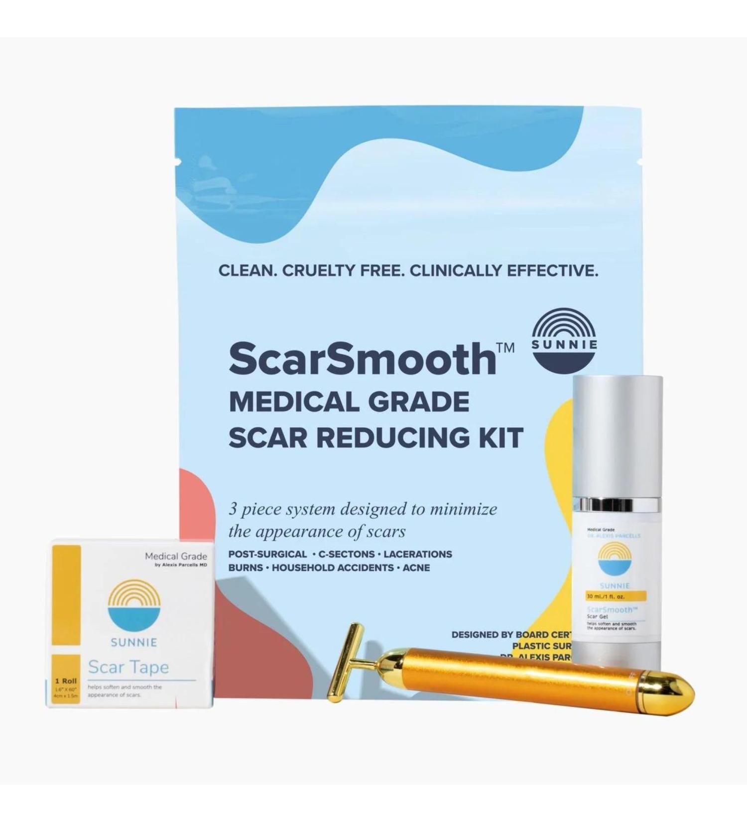 SUNNIE ScarSmooth Pro Kit - Advanced Scar Gel, Silicone Tape & 24K Gold Beauty Bar for Fading Scars - Buy Online on GoSupps.com