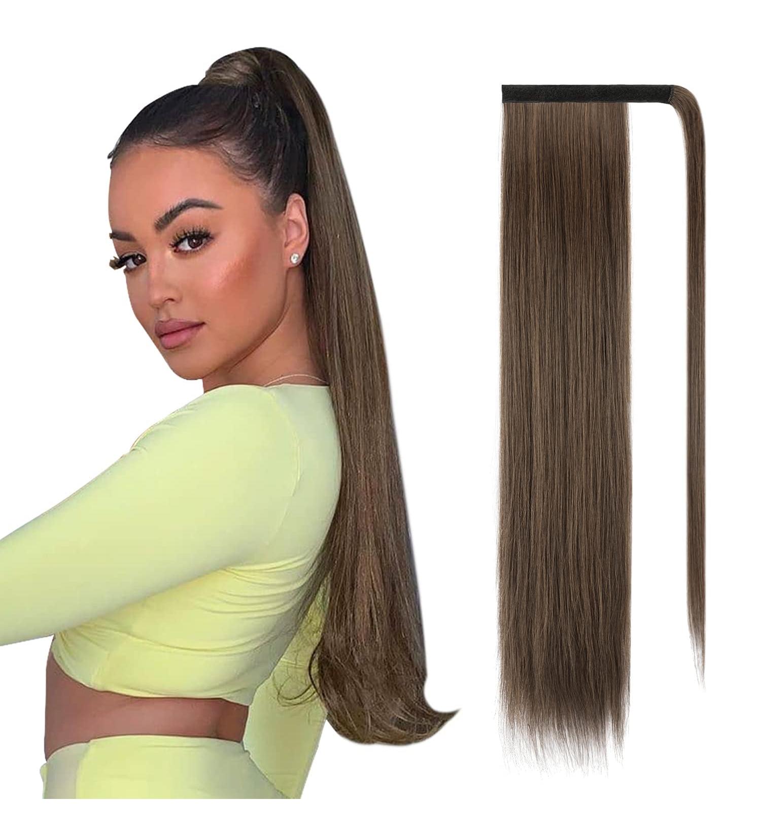 FESHFEN 24 Dark Brown & Caramel Wrap Around Ponytail Extension - 24 Inch, Pack of 1 - Buy Online on GoSupps.com