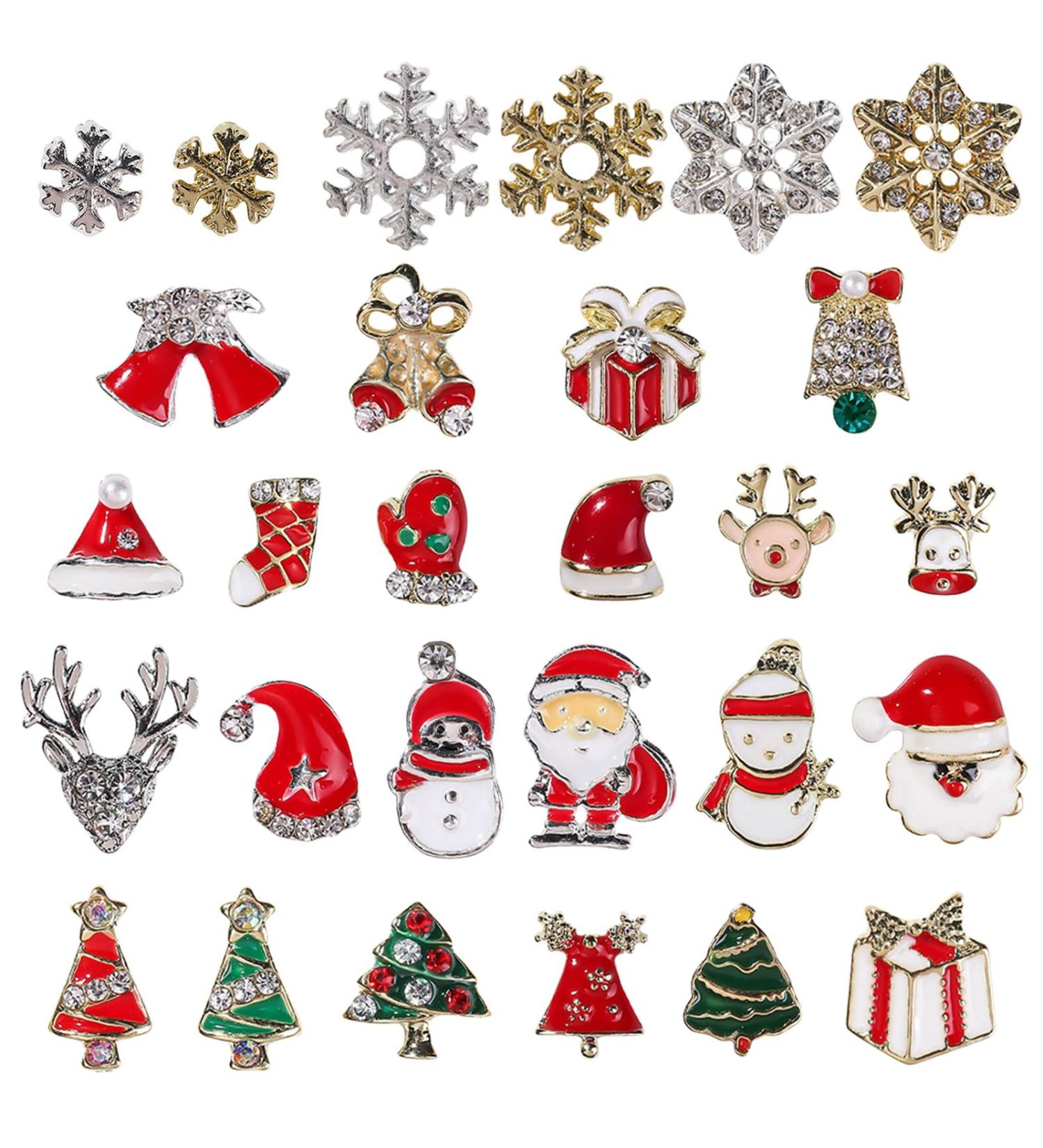 3D Christmas Nail Art Charms 28 Pcs - Metal Nail Studs, Rhinestones & Gems for DIY Nail Decorations - Multi-Colored A - Buy Online on GoSupps.com