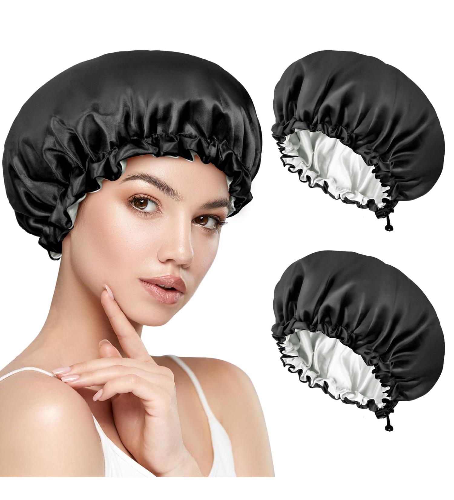 2 Pack Satin Bonnet - Double Layer Silk Sleep Cap for Hair Protection | Adjustable Sleeping Cap for Women & Girls - Buy Online on GoSupps.com