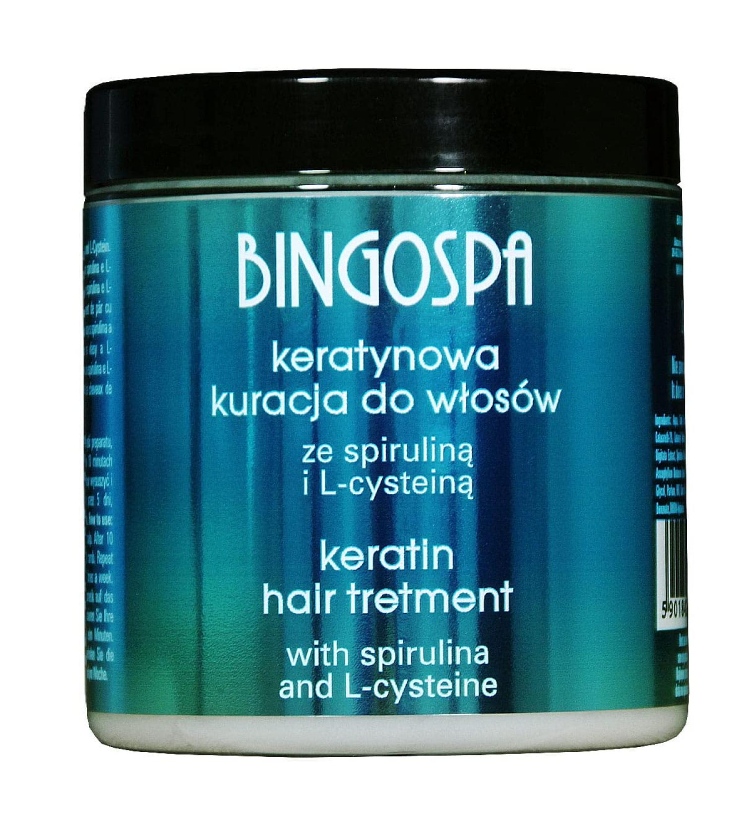 Keratin Hair Treatment for Brittle Hair Damaged Hair and Split Ends with Spirulina and L-Cysteine - 250g BINGOSPA - Buy Online on GoSupps.com