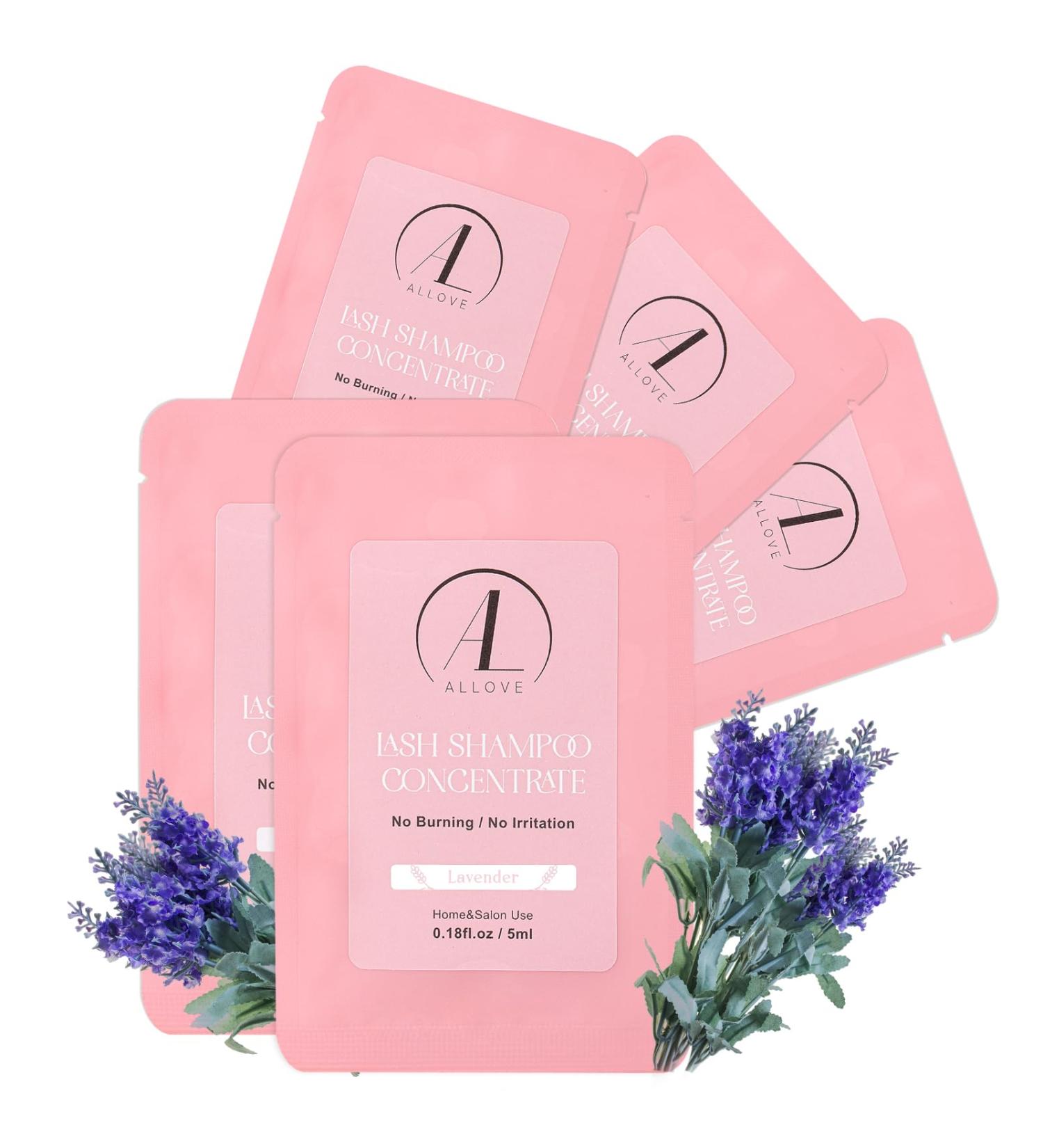 Allove Eyelash Shampoo Concentrate 5ml - Gentle Lavender Formula for Eyelash Extensions | Sensitive Care & Cleaning Solution (5 Pack) - Buy Online on GoSupps.com