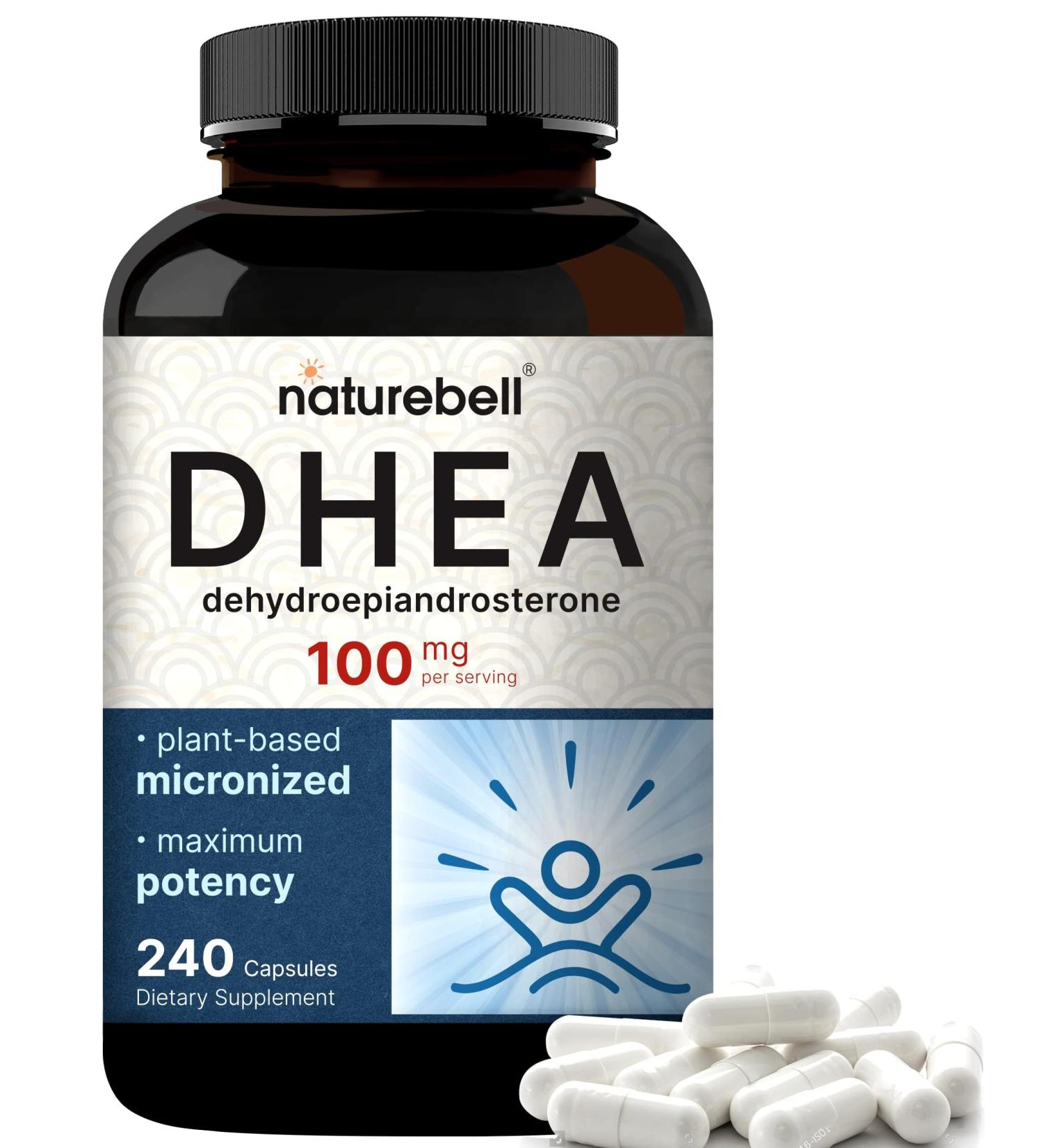 NatureBell DHEA 100mg for Men & Women 240 Capsules | Micronized for Better Absorption | Plant-Based Source | Supports Energy Metabolism & Healthy Aging | Non-GMO Made in USA - Buy Online on GoSupps.com
