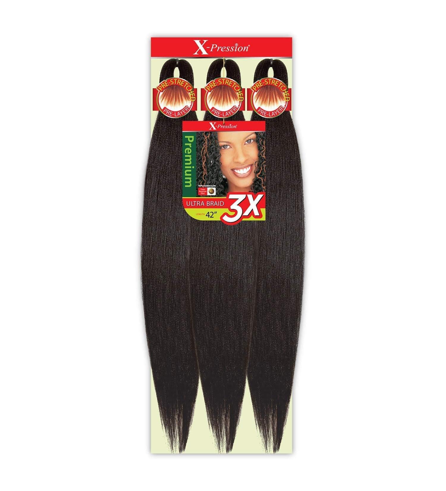 Outre X-Pression Kanekalon 3X Pre Stretched Braid 42 (5-Pack, Color 1B) - Buy Online on GoSupps.com