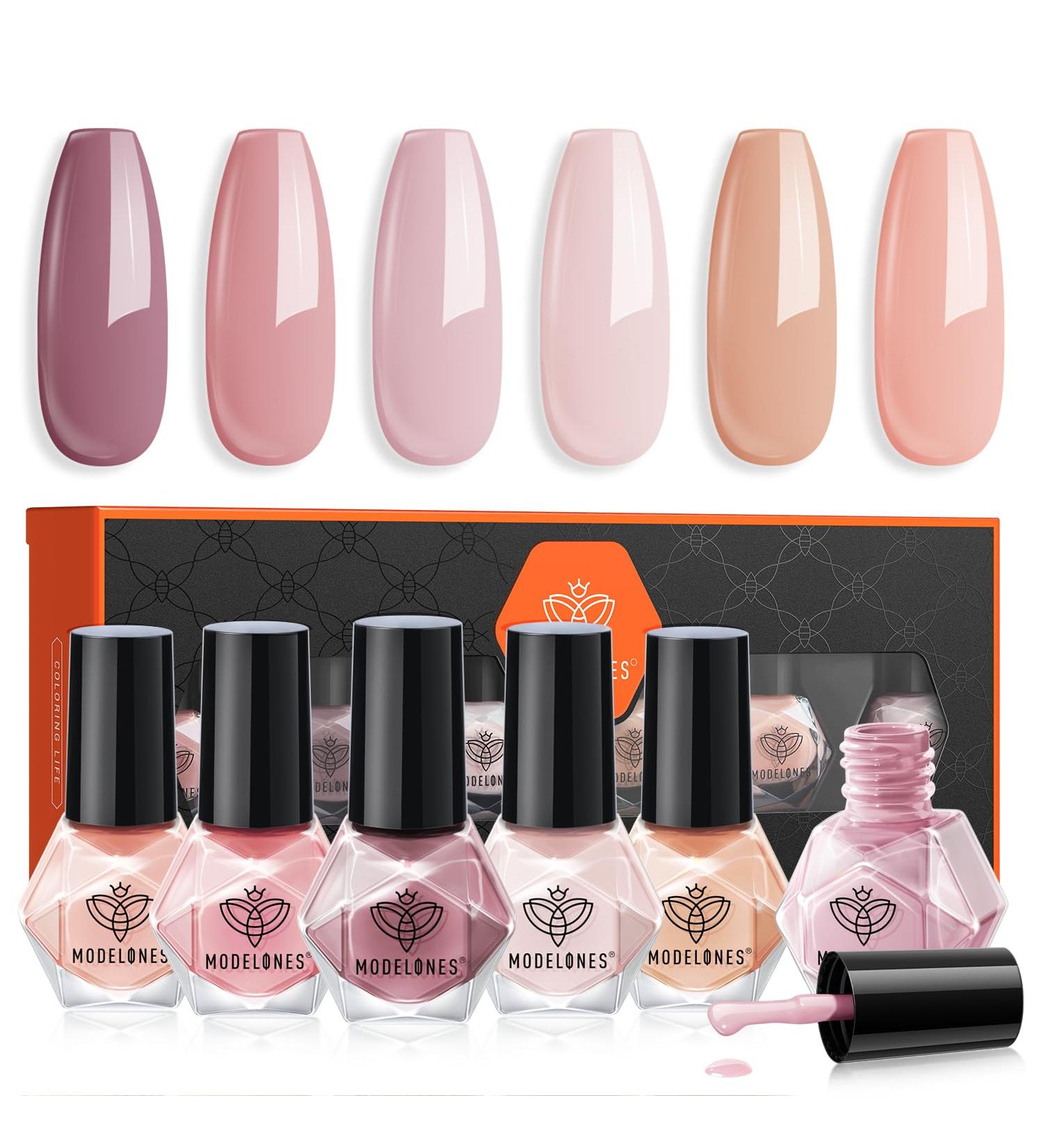 Modelones Nail Polish Set - 6 Neutral Nude Shades for All Skin Tones | Quick Dry DIY Nail Art Ideal Gift for Women & Girls - Buy Online on GoSupps.com