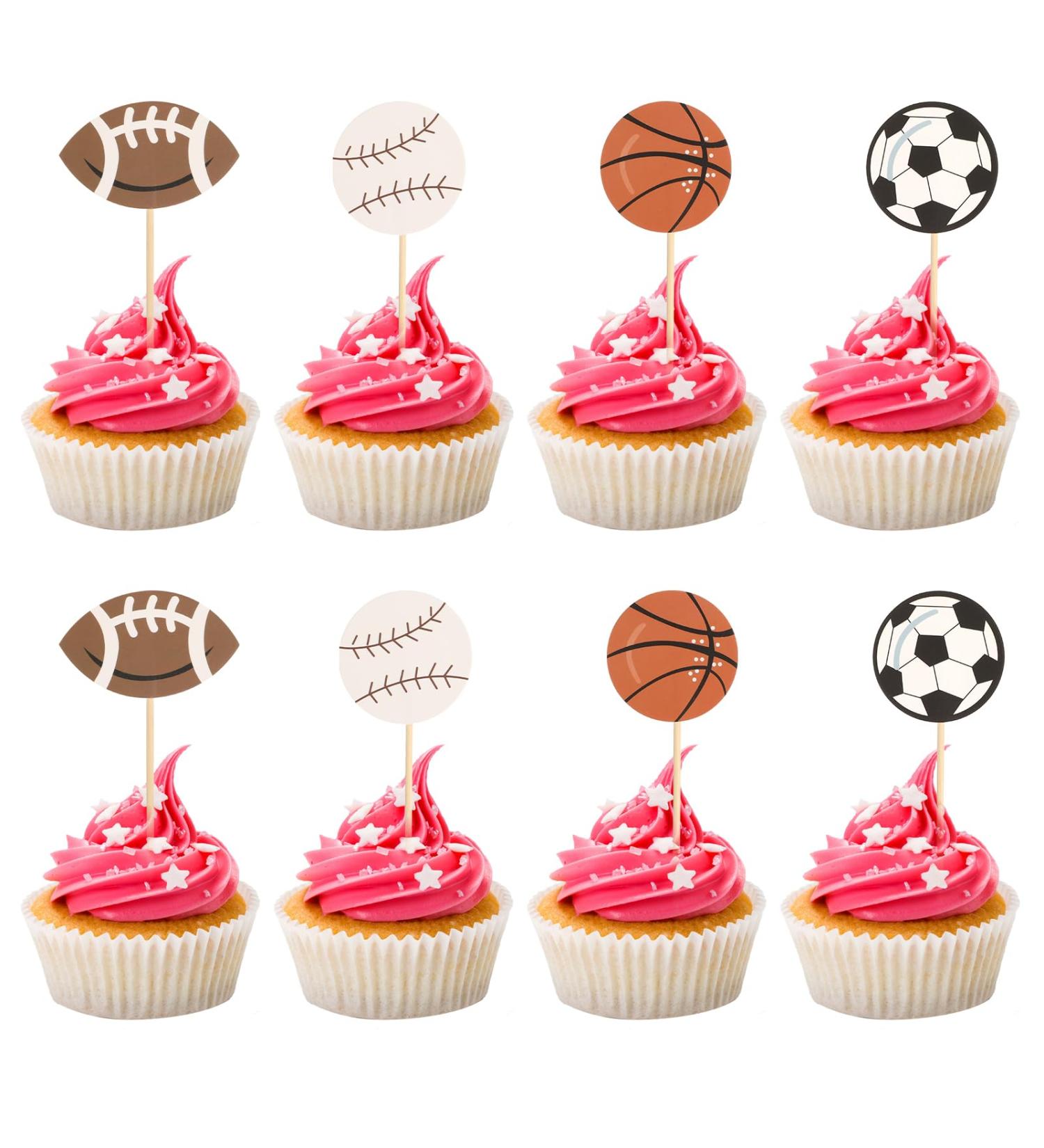 24 Pcs Sports Cupcake Toppers Basketball Cupcake Toppers Soccer Football Cupcake Toppers Baseball Rugby Cupcake Picks Ball Sports Cupcake Picks for Sports Theme Boy Birthday Party Decorations - Buy Online on GoSupps.com