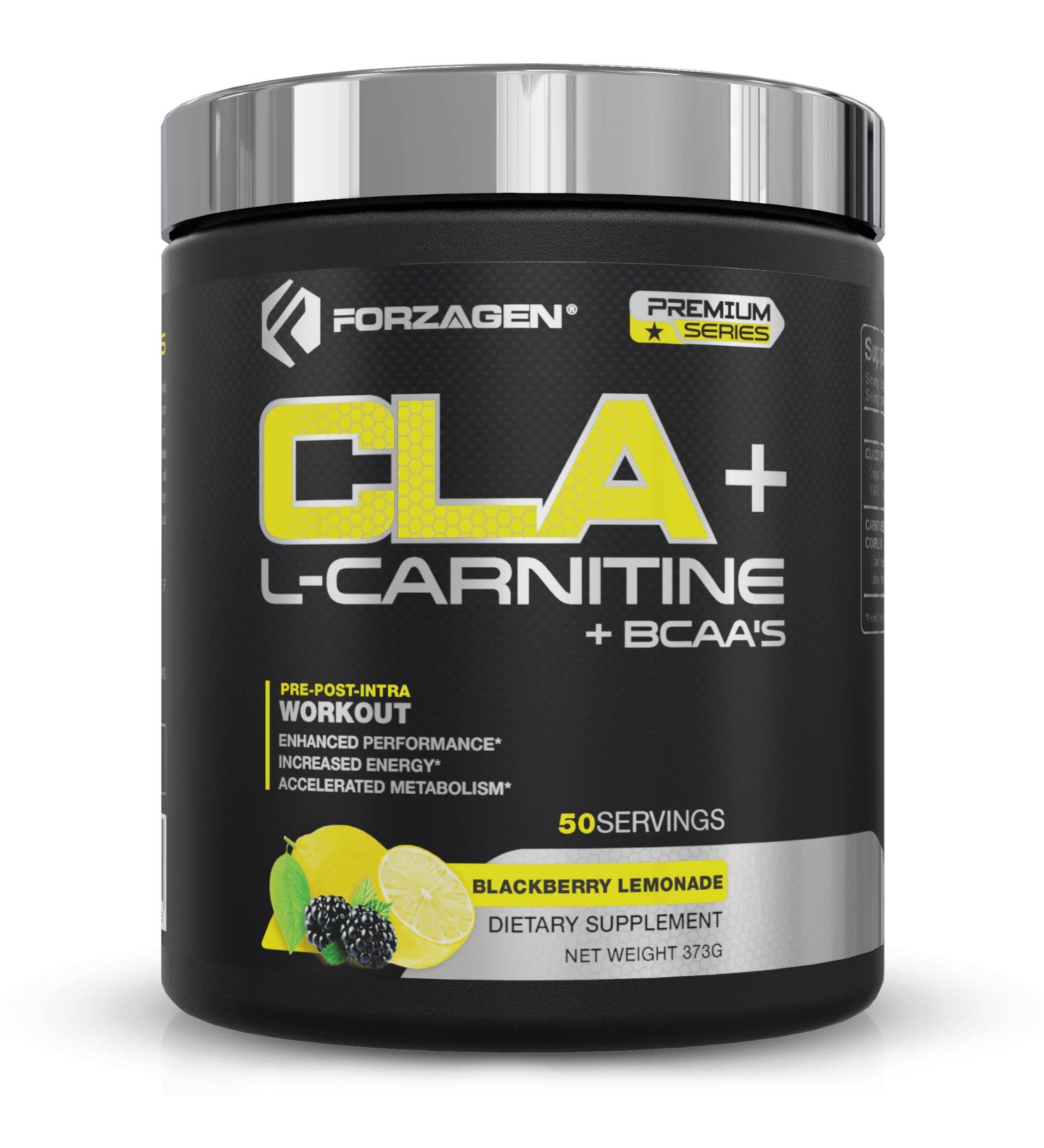 Forzagen CLA Powder + L Carnitine + BCAA's - Energy, Performance, Weight Support | BlackBerry Lemonade 50 Servings - Buy Online on GoSupps.com