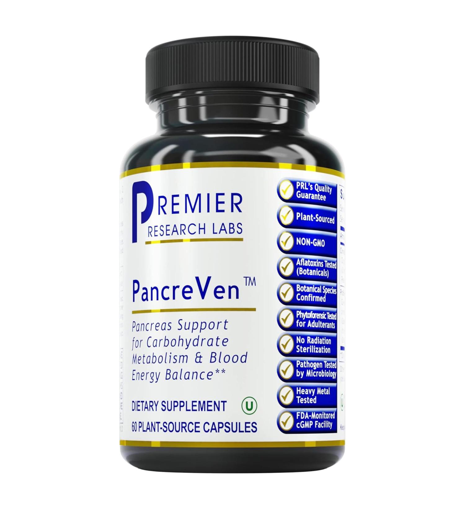 Premier Research Labs PancreVen - Pancreas Support Pancreas Supplement Cinnamon Supplements with Organic Ceylon Cinnamon & Prickly Pear to Aid Pancreas Health - 120 Vegetarian Capsules - Buy Online on GoSupps.com
