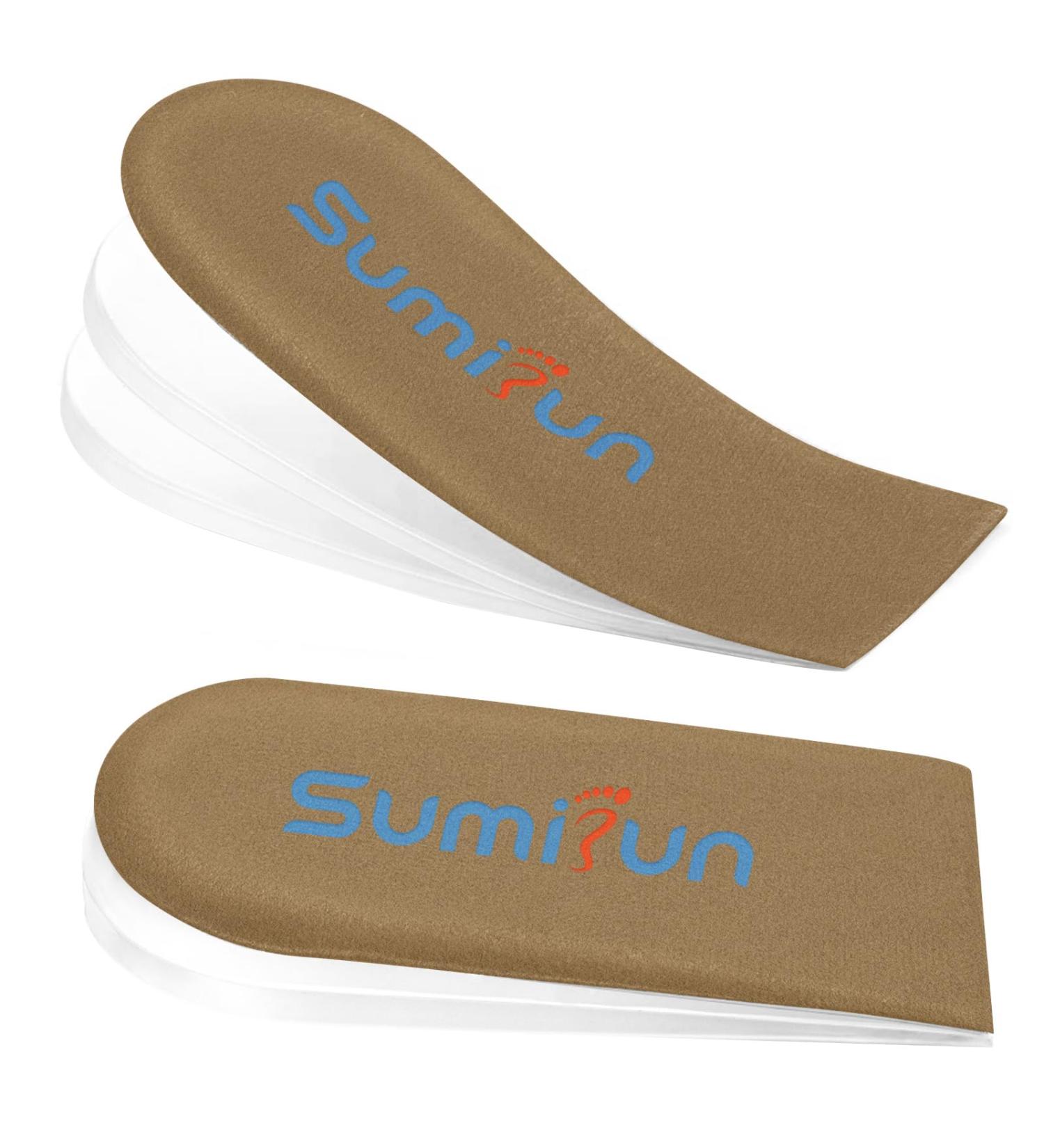 Sumifun Adjustable Heel Lifts for Shoes - Heel Lifts for Uneven Legs Leg Length Discrepancies Heel Spurs Pain Sports Injuries and Achilles tendonitis Brown Large Women 10-13 Men 9-14