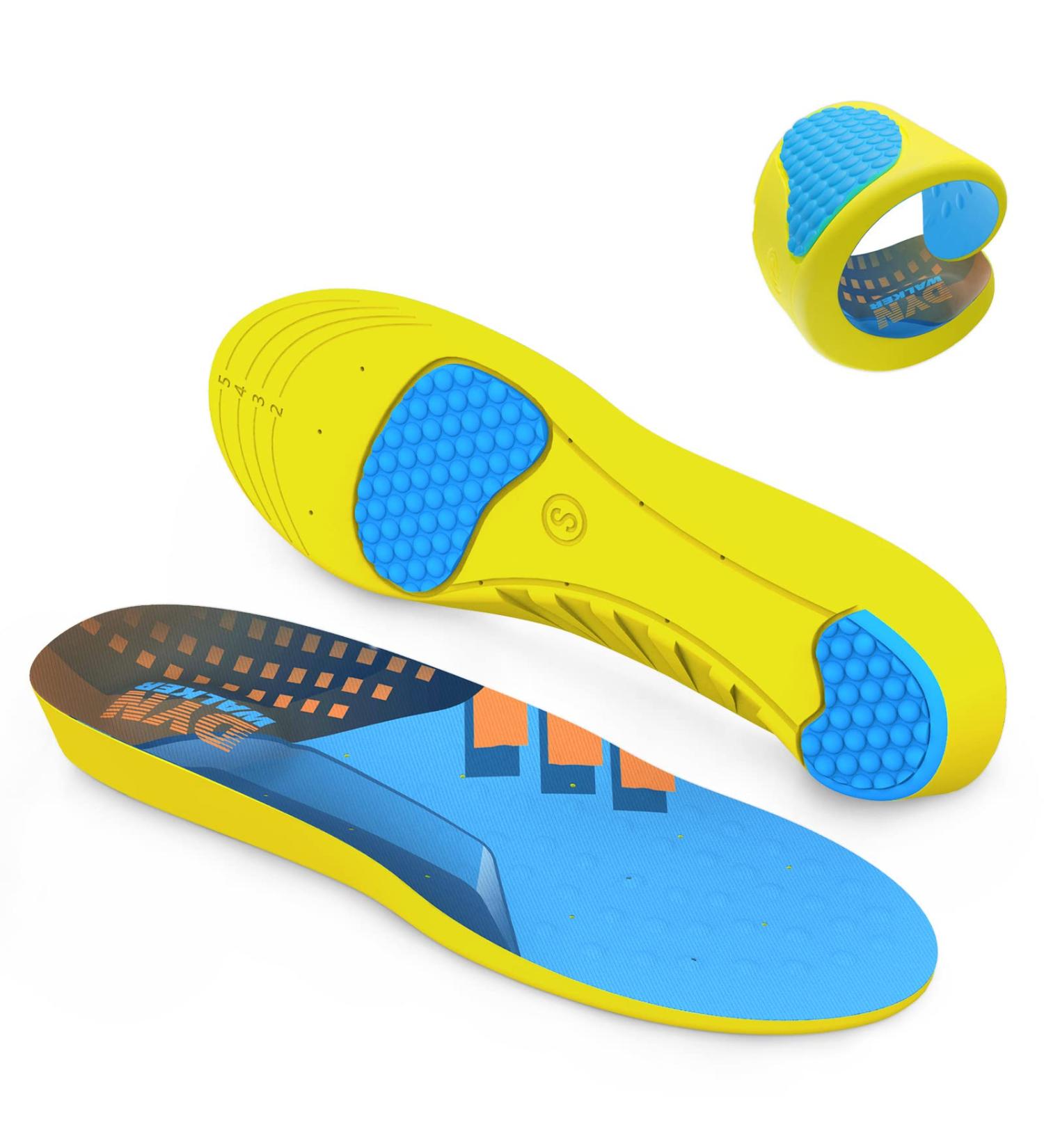 DynWalker Gel Heel Cushion Pads - Memory Foam Arch Support Insoles for Active Sport Shoes - Shock Absorption & Plantar Fasciitis Relief - Men Shoe Inserts (Size L, 1 Pair) - Buy Online on GoSupps.com