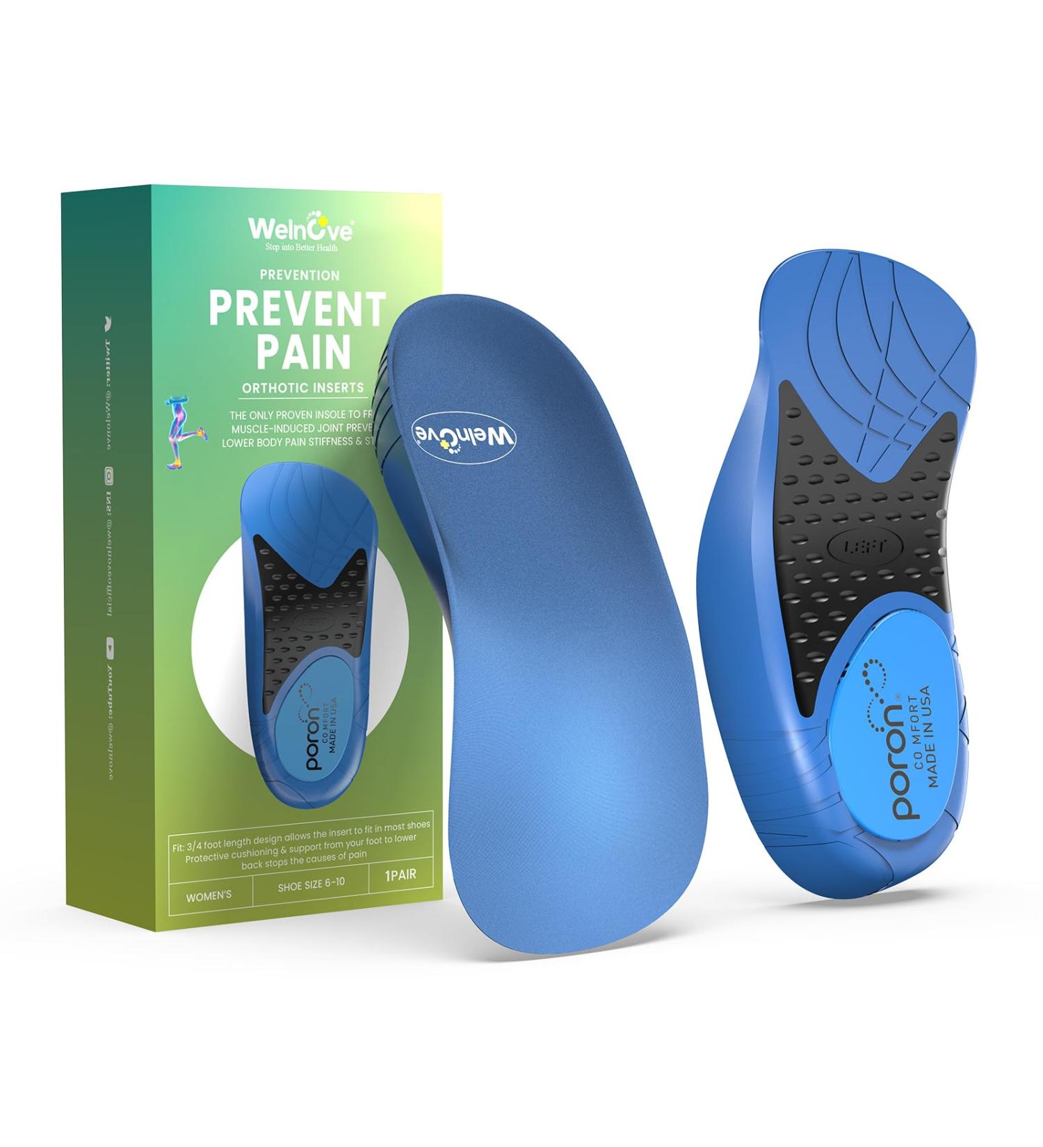 Plantar Fasciitis Heel Insert for Women | Welnove Heel Cup & Arch Support - Pain Relief Cushion for Flat Feet - Size S (Women 6-10 / Men 5-8 - Buy Online on GoSupps.com