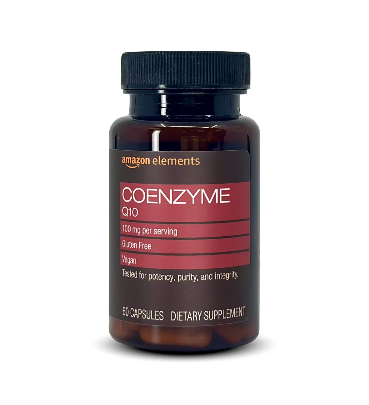 Amazon Elements Vegan CoQ10 100 mg - Normal Energy Production Supports Cardiovascular Health - 2 Month Supply (60 Capsules) 60 Count (Pack of 1)