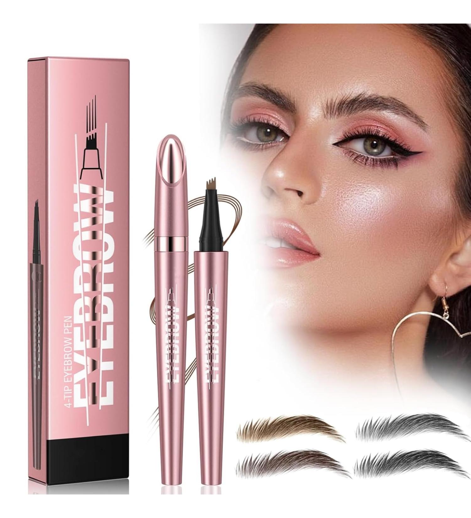  Meiruier 3D Magic Eyebrow Pencil 2 in 1 Water Resistant Eyebrow Pencil with 4 Fork Tip Applicators Can Be Easily Used for Natural Eyebrows (Dark Brown) - Buy Online on GoSupps.com