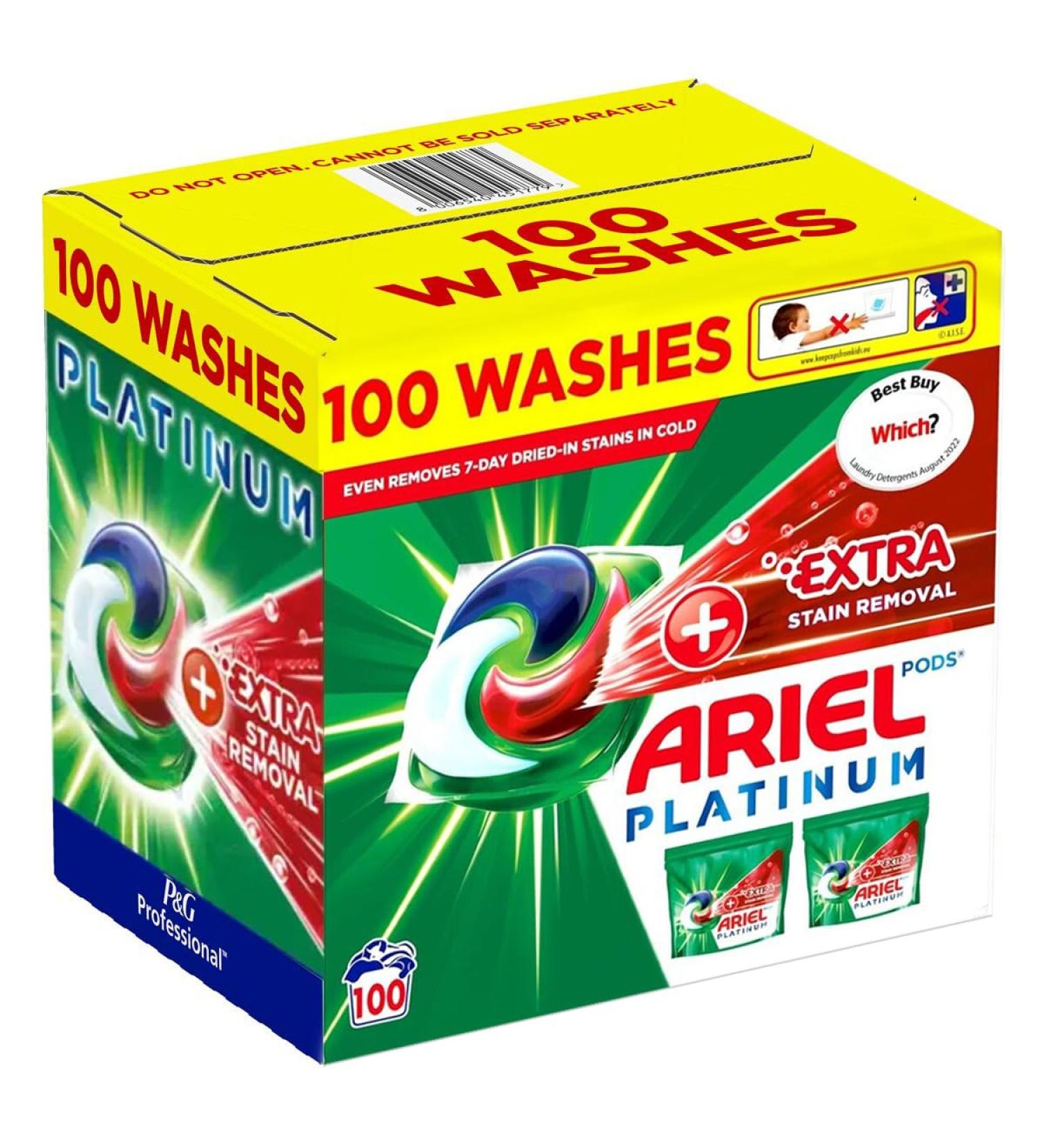 Ariel Platinum Washing Pods 100 Washes 2320G +Extra Stain Removal On top fresh 100 count (Pack of 1) - Buy Online on GoSupps.com