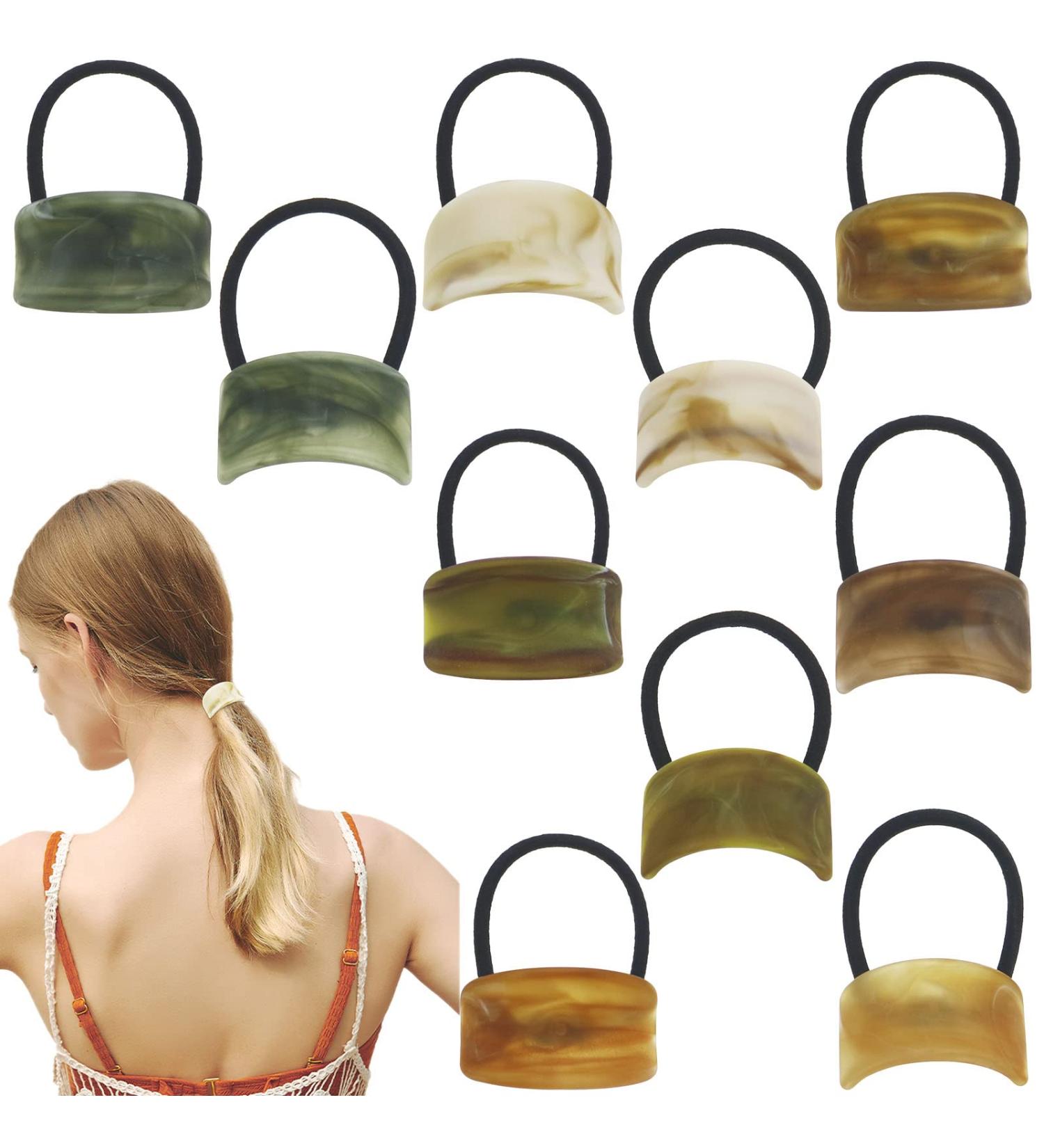 10 Pcs Acrylic Cuff Hair Ties - Ponytail Holders for Women & Girls - Buy Online on GoSupps.com