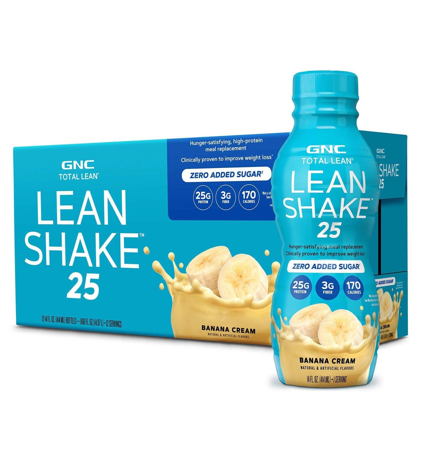 GNC Lean Shake 25 Protein Shake Clinically Proven Weight Management Meal Replacement 25g Protein with Zero Added Sugar Ready To Drink Banana Cream Pack of 12 Banana 168 Fl Oz (Pack of 1) - Buy Online on GoSupps.com