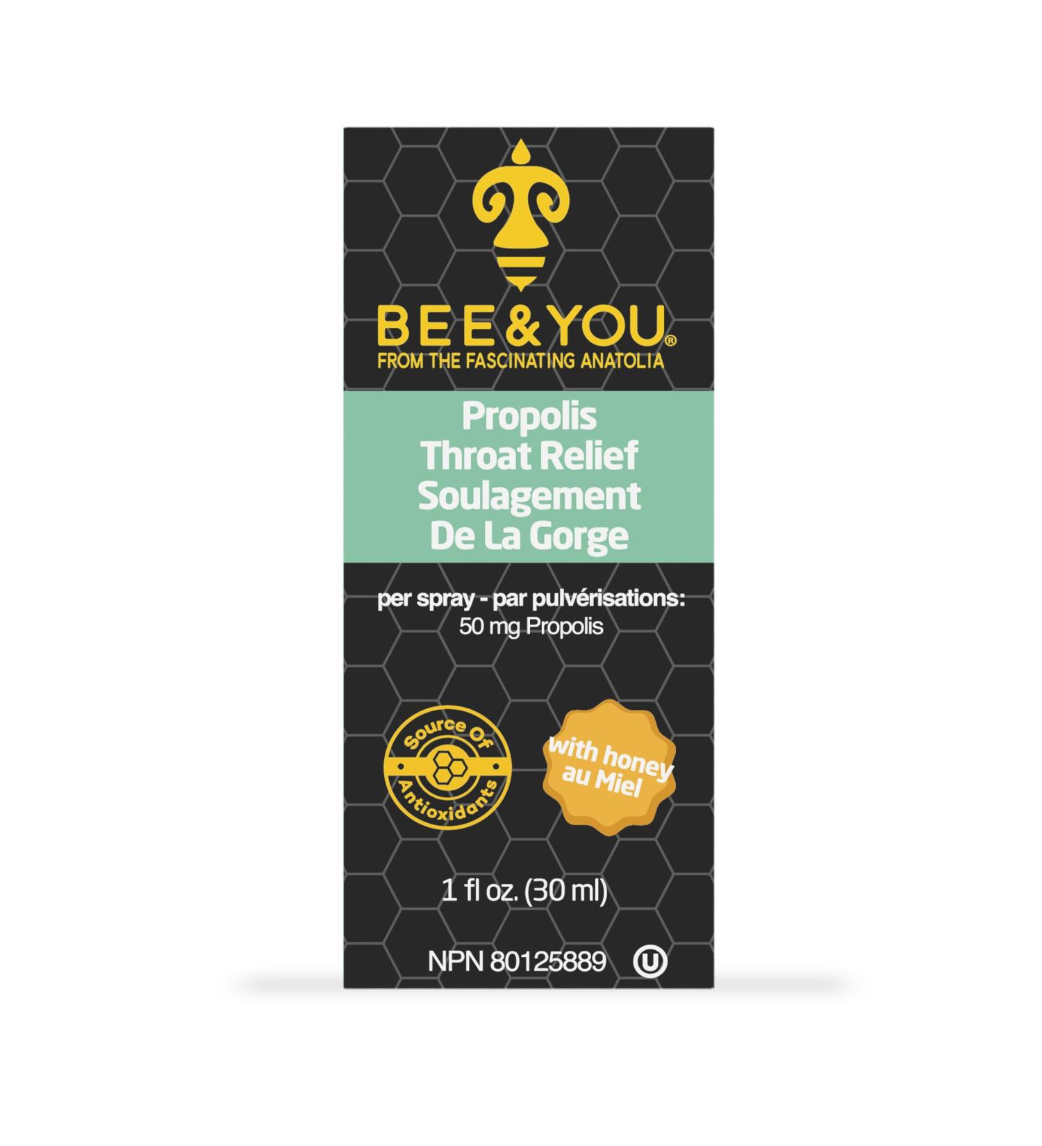 BEE and YOU Propolis Throat Spray - 300 mg Bee Propolis per day - Natural Immune Support Sore Throat Relief Antioxidants Keto Paleo Gluten-Free 1 Fl Oz (30 ml) (Propolis) - Buy Online on GoSupps.com