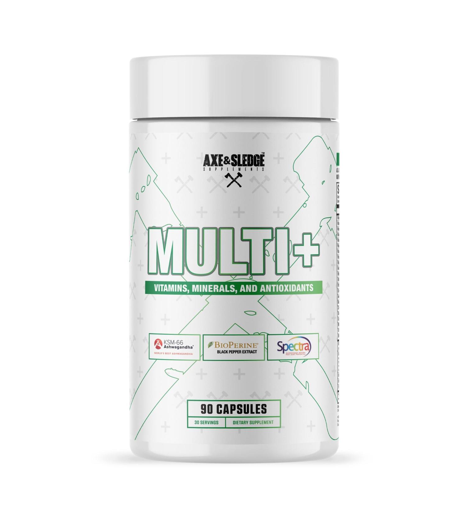 Axe & Sledge Multi Plus Multivitamin | 24 Bioavailable Vitamins & Minerals Ashwagandha | Multivitamin for Women and Men for Daily Nutritional Support | 90 Capsules 30 Servings - Buy Online on GoSupps.com