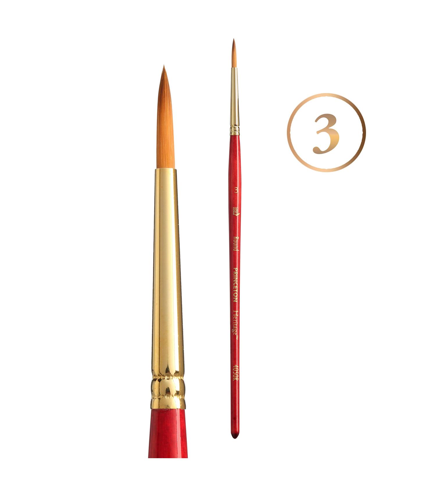 Princeton Heritage 4050 Synthetic Sable Watercolor Brush - Round 3 - Buy Online on GoSupps.com