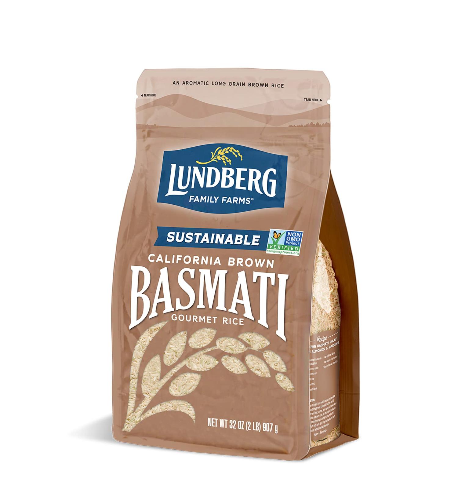 Lundberg California Brown Basmati Rice 32 oz - Whole Grain, High Fiber, Gluten-Free, Non-GMO, Vegan, Kosher - Buy Online on GoSupps.com