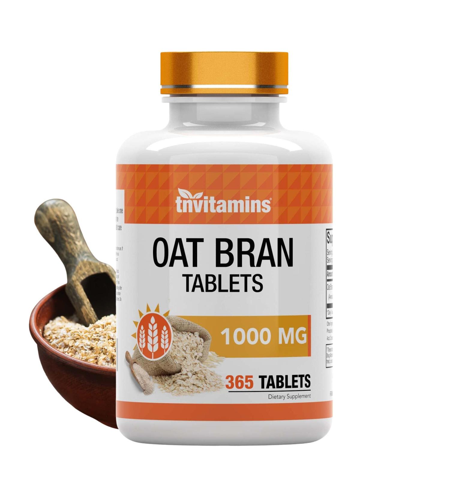 TNVitamins Oat Bran Tablets 1000mg | 365 Tablets | Soluble Dietary Fiber Supplement for Digestive Health - Buy Online on GoSupps.com
