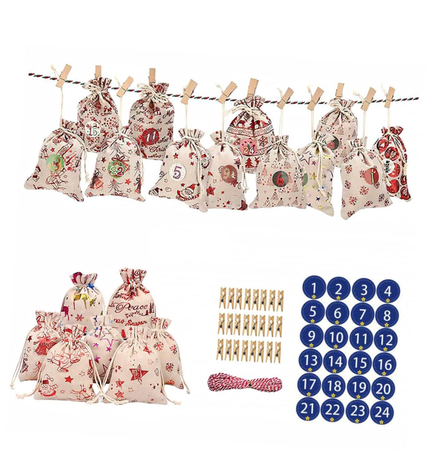 PLAFOPE 1 Set Countdown Christmas Bag Christmas Decoration Bags Advent Calendar Bag Linen Blue 10x14x0.5cm Blue - Buy Online on GoSupps.com
