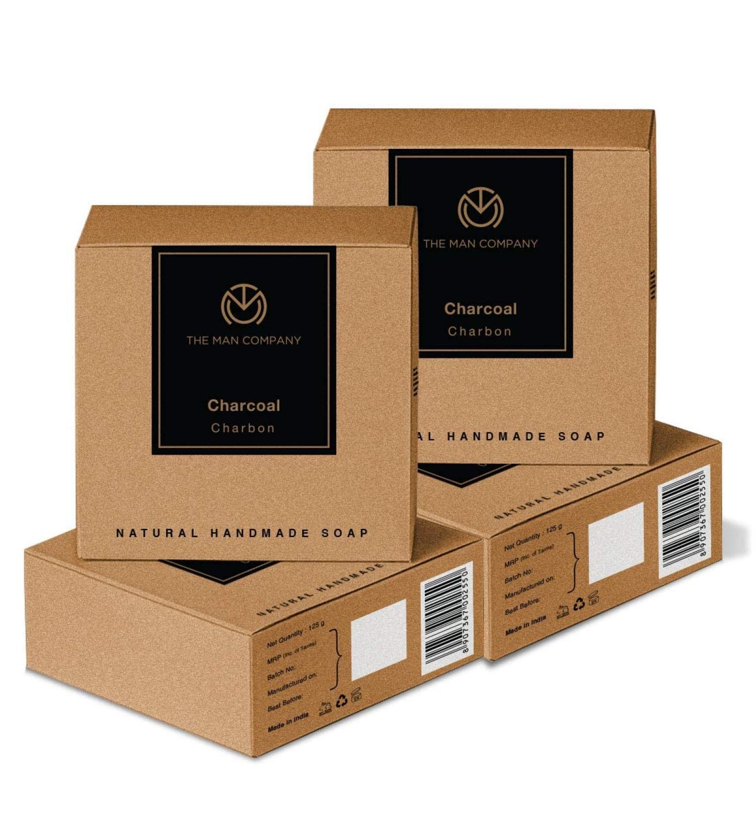 The Man Company Chaar-Cool Bars - Natural Handmade Activated Charcoal Soap for Blackheads & Acne | Tan Removal & Moisturizing | 4x125g - Buy Online on GoSupps.com