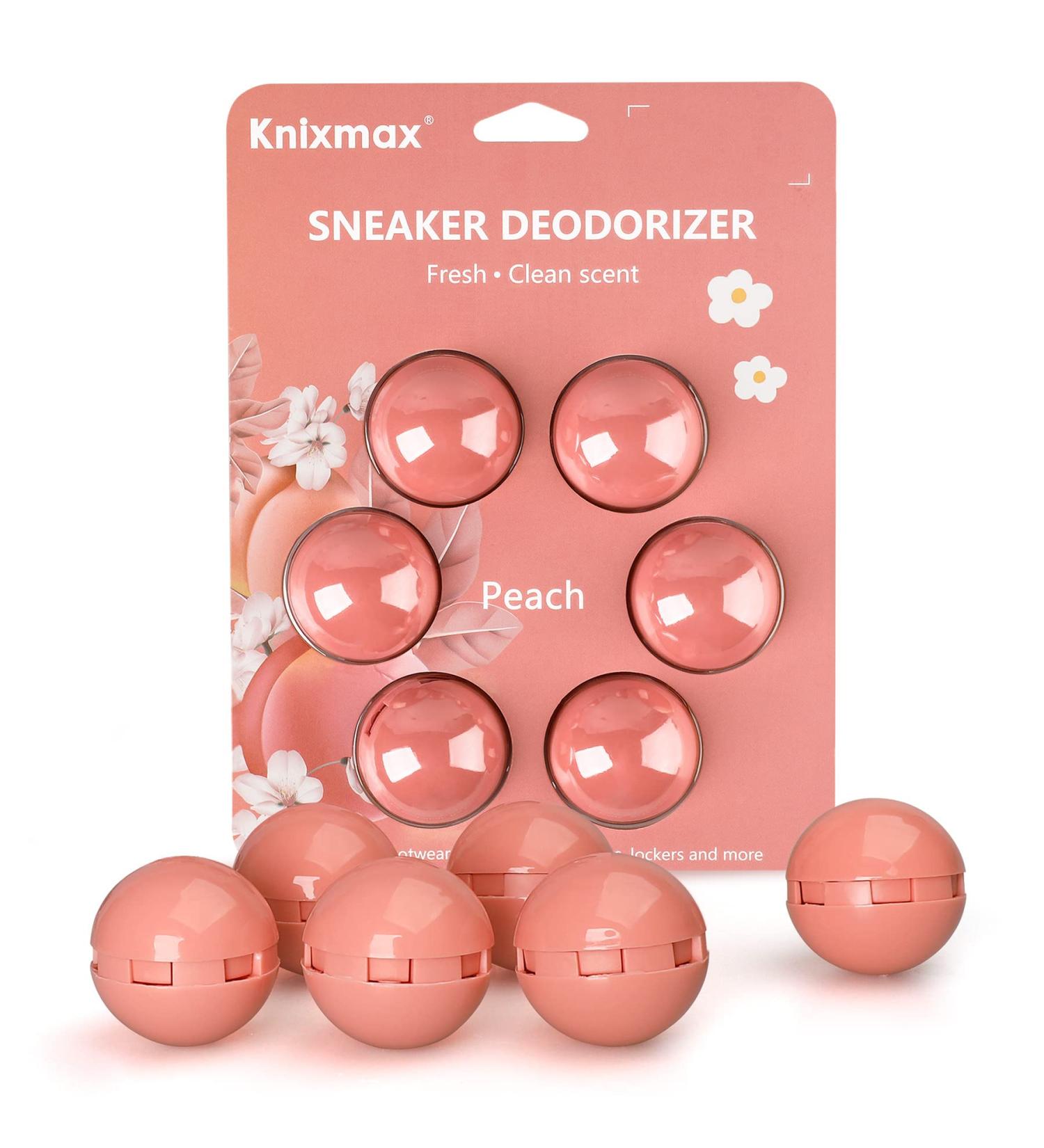 Shoe Deodorizer Balls 6 Pack Trainer Deodoriser Odours Eliminator for Gym Bag Sneaker Wardrobe Car Air Freshener Pink Peach Scent - Buy Online on GoSupps.com