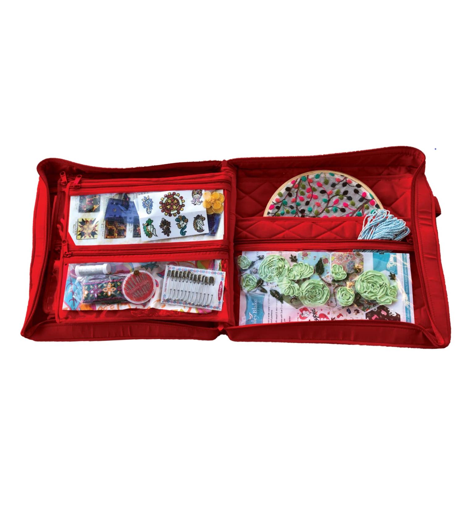 Yazzii Supreme Craft Organizer - Portable Multipurpose Storage Tote Bag (Red) for Quilting, Patchwork, Embroidery, Needlework, Papercraft & Beading - Buy Online on GoSupps.com