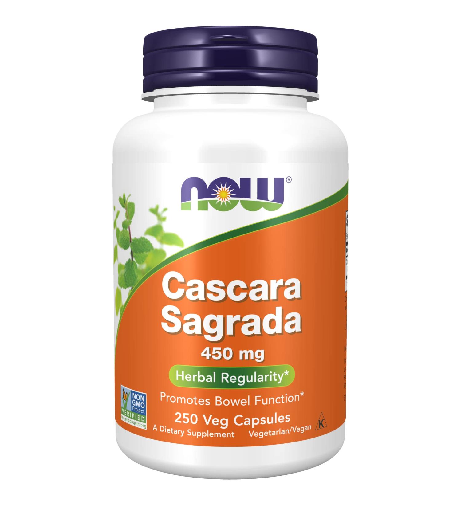 NOW Cascara Sagrada 450mg Herbal Regularity Capsules - 250 Veg Capsules - Buy Online on GoSupps.com