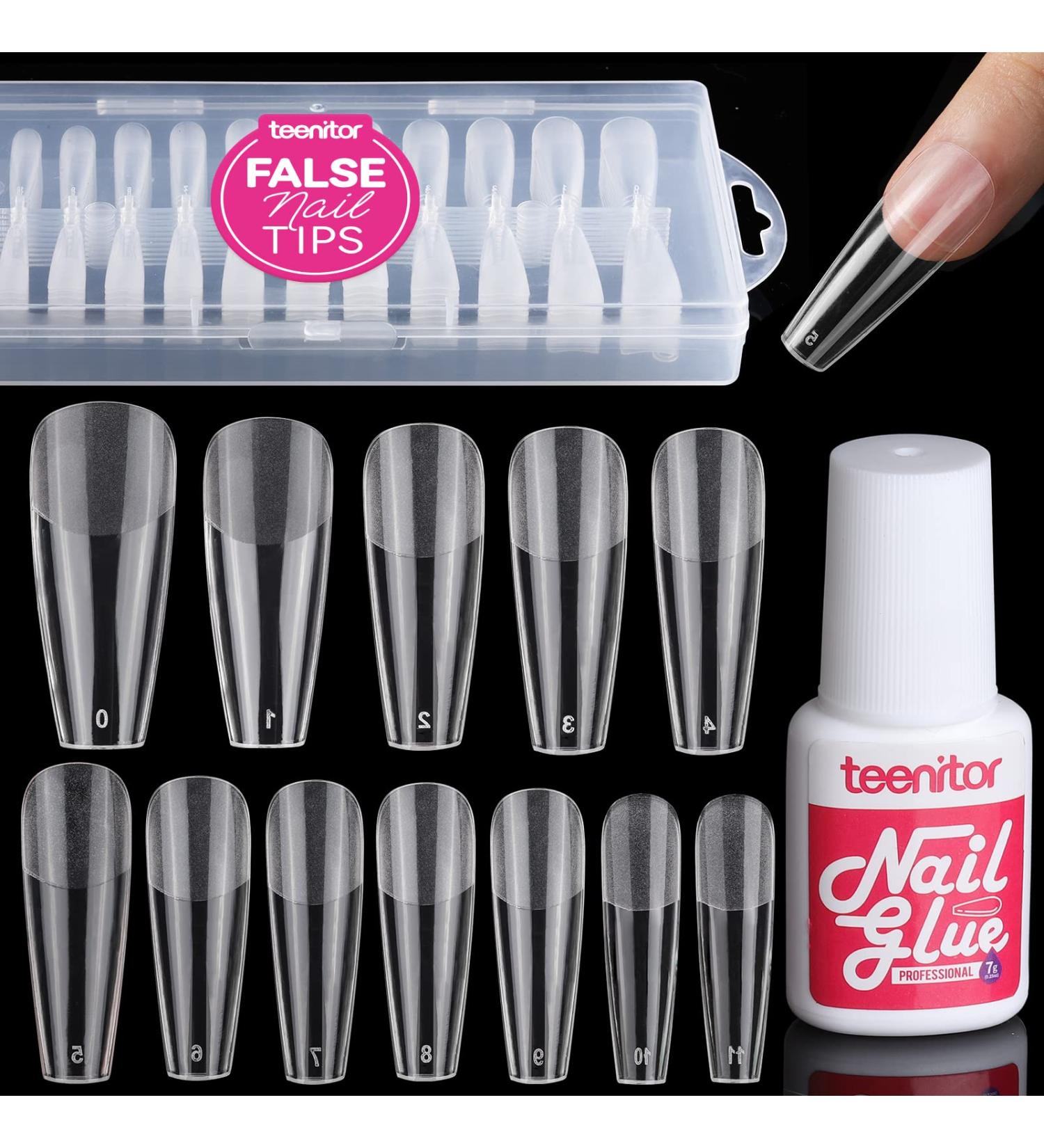 Teenitor Clear Coffin Nail Tips - 240PCS Full Cover Fake Nails with Nail Glue for Ballerina False Nails - Clear Press On Nails - Buy Online on GoSupps.com