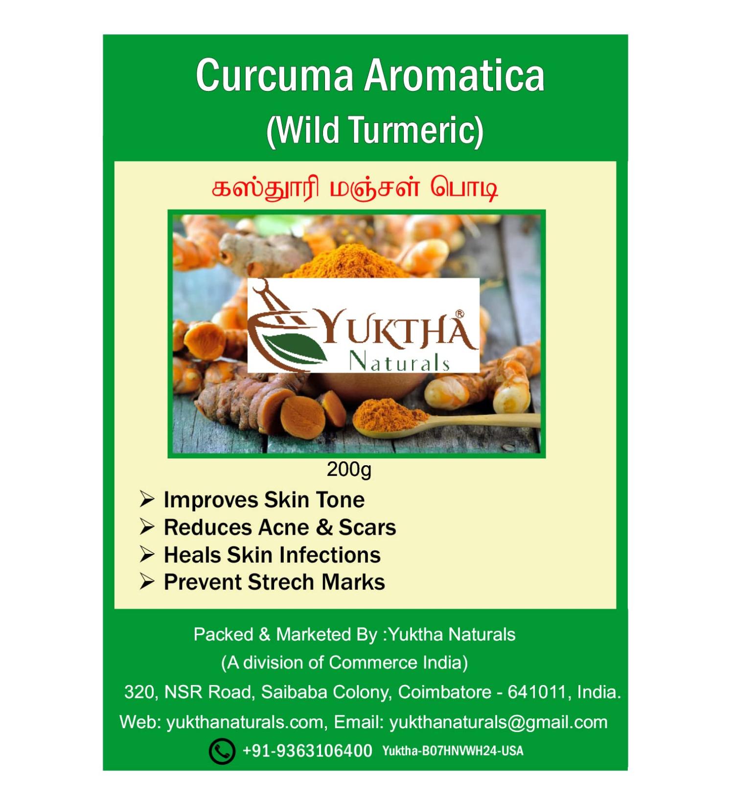 Yuktha Naturals Kasthuri Manjal Powder 200g | Pure Turmeric (Curcuma Aromatica) - Buy Online Internationally - Buy Online on GoSupps.com