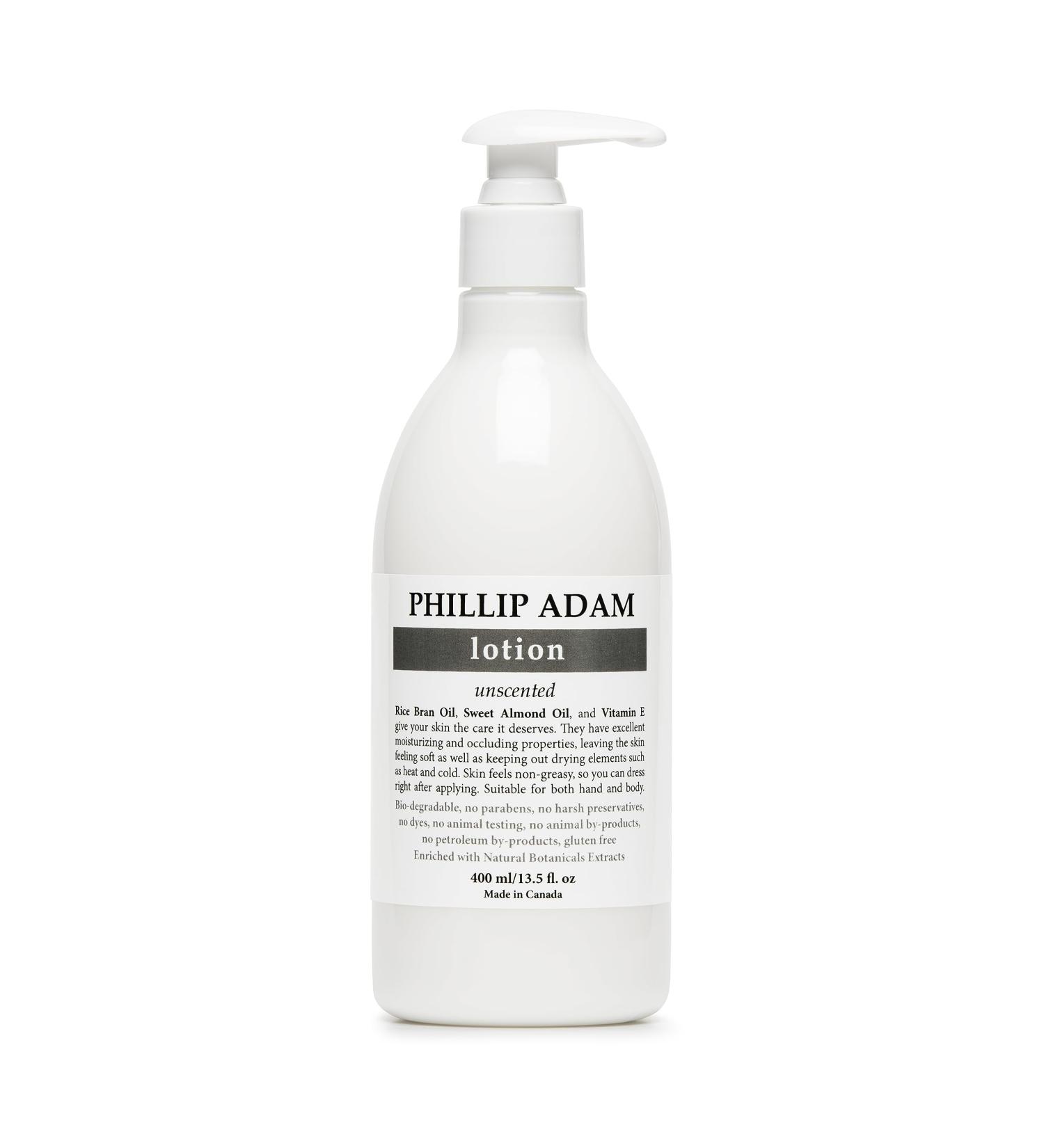 Phillip Adam Unscented Lotion for All Skin Types - Fast Absorbing and Moisturizing - All Natural Based - Vegan and Gluten Free - 13.5 Fl Oz