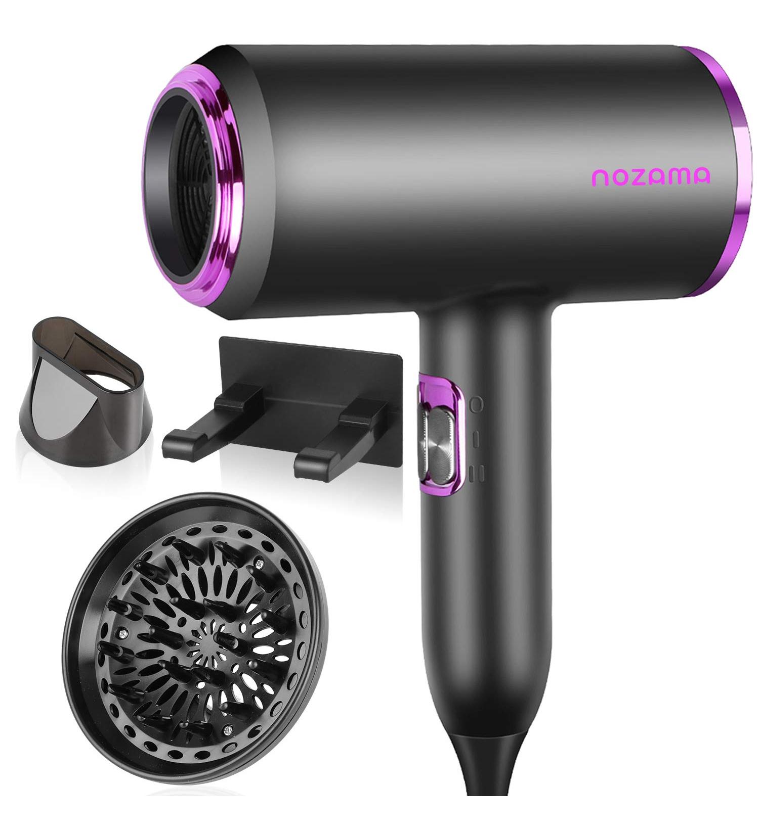 Ionic Hair Dryer - Nozama 1800W Professional Blow Dryer with 3 Heat & Speed Settings, 3 Cool Modes, & 2 Nozzles for Home & Travel - Buy Online on GoSupps.com