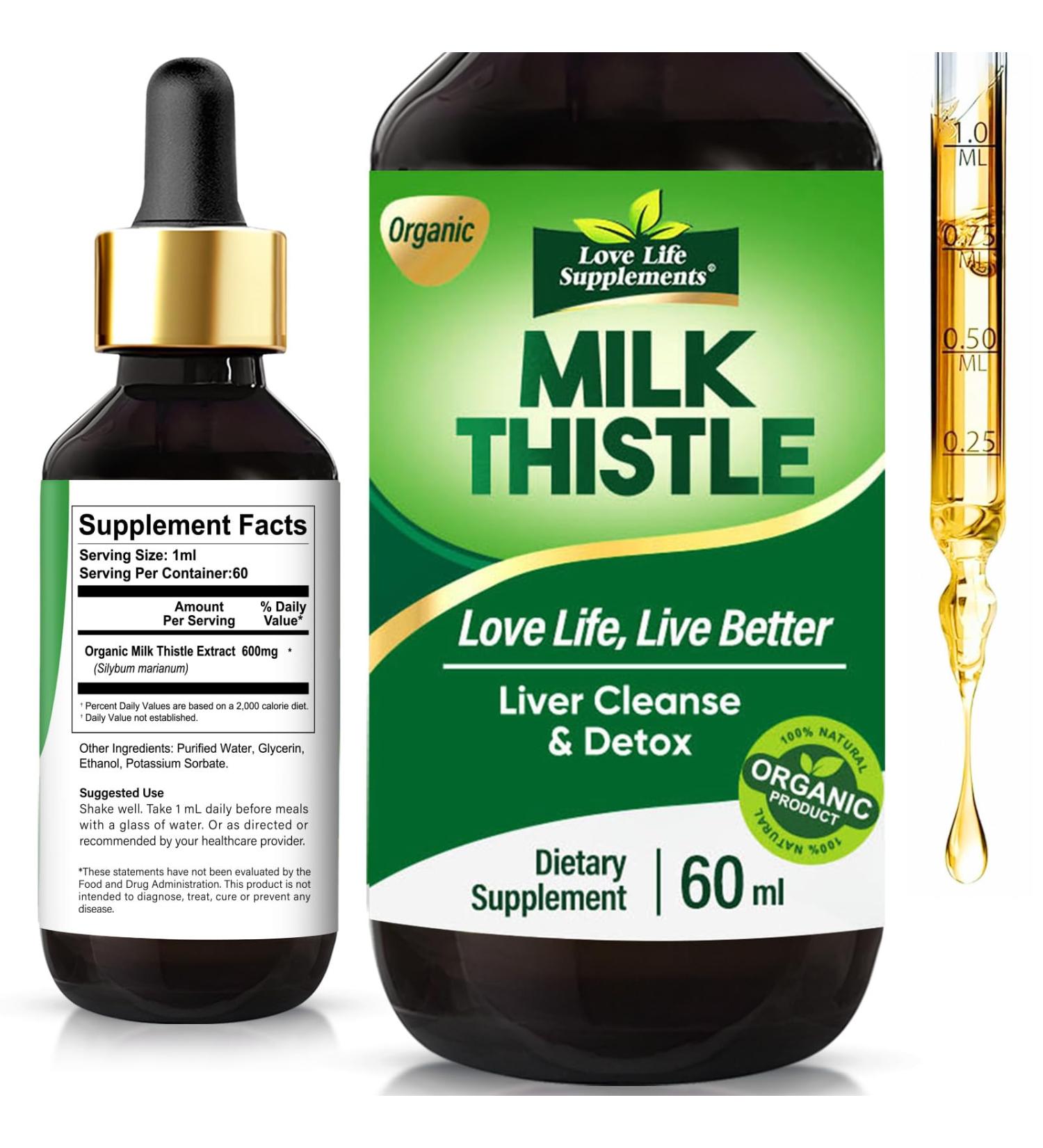 Milk Thistle Liquid Supplement Natural Extract Drops for Liver Cleanse Detox & Repair Vegan Non-GMO Formula to Immune System Boost and Skin Health 2.0 Fl Oz - Buy Online on GoSupps.com