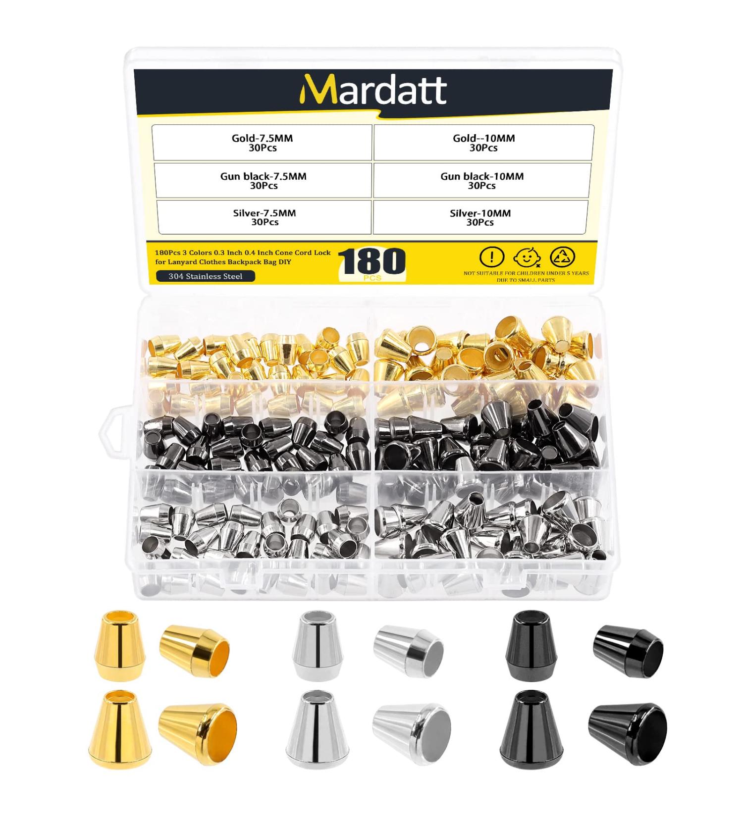 Mardatt 180PCS Rope End Lock Cone Cord Lock Rope End Lock Bell Rope Fastener End Stopper for Lanyard Clothes Backpack Bag DIY 0.3inch 0.4inch 6 styles end stopper locks - Buy Online on GoSupps.com