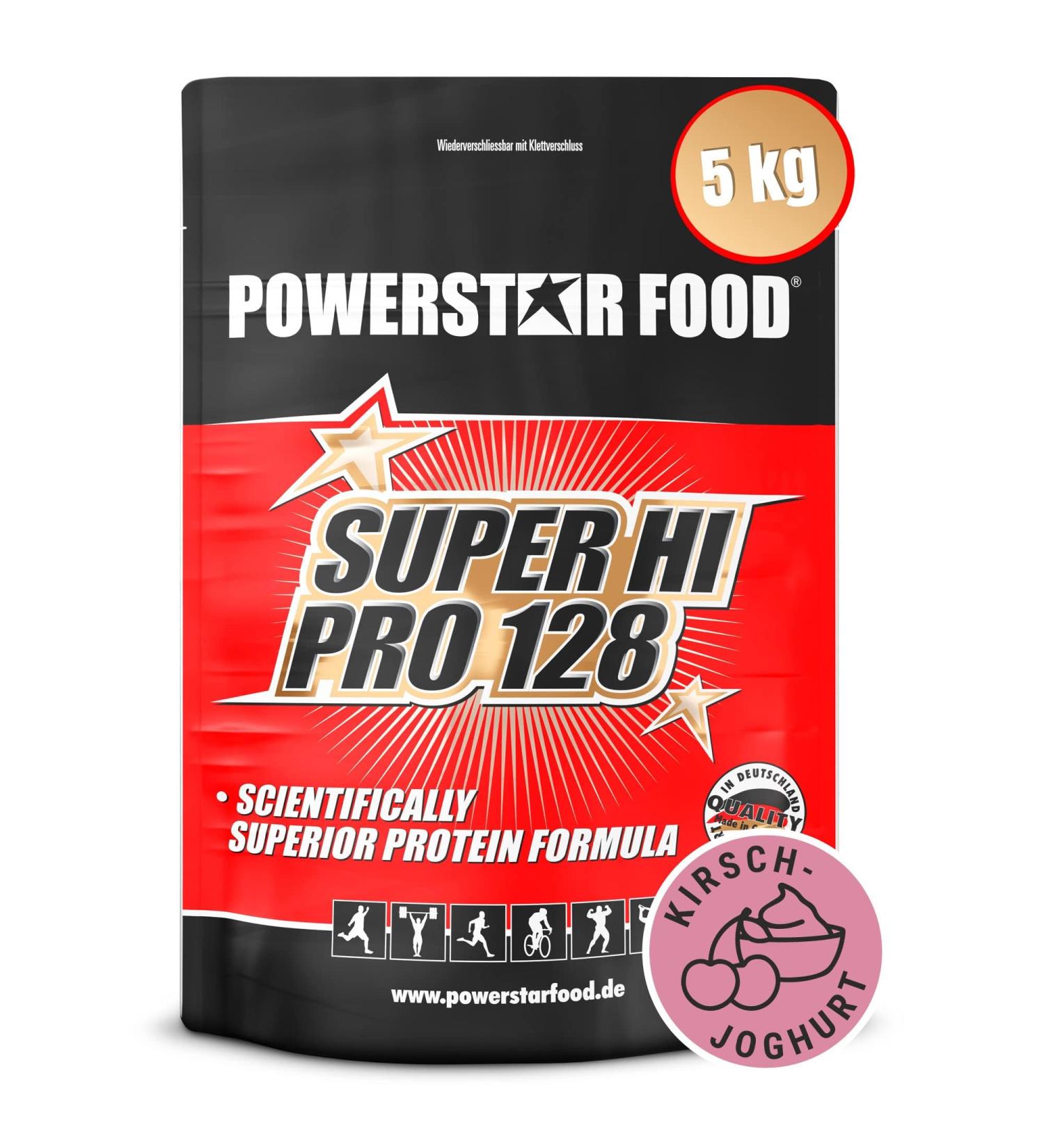 Powerstar Super Hi Pro 128 | 5kg Multi-Component Protein Powder | 79% Protein | Cherry Yoghurt Flavor | Ideal for Muscle Building | International Shipping Available - Buy Online on GoSupps.com