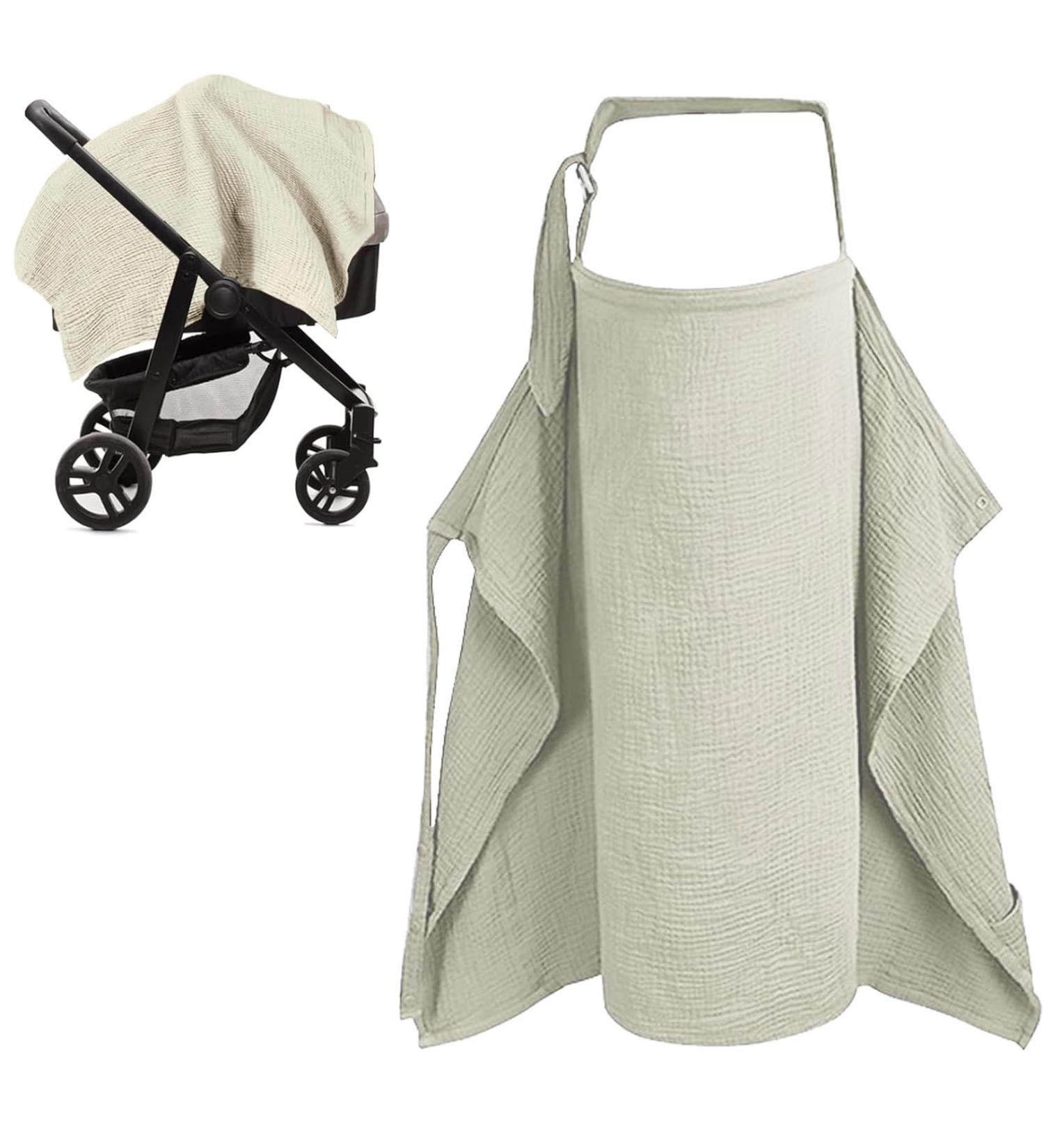 Soft & Breathable Cotton Breastfeeding Cover - Khaki | Nursing Essentials for New Moms - Buy Online on GoSupps.com