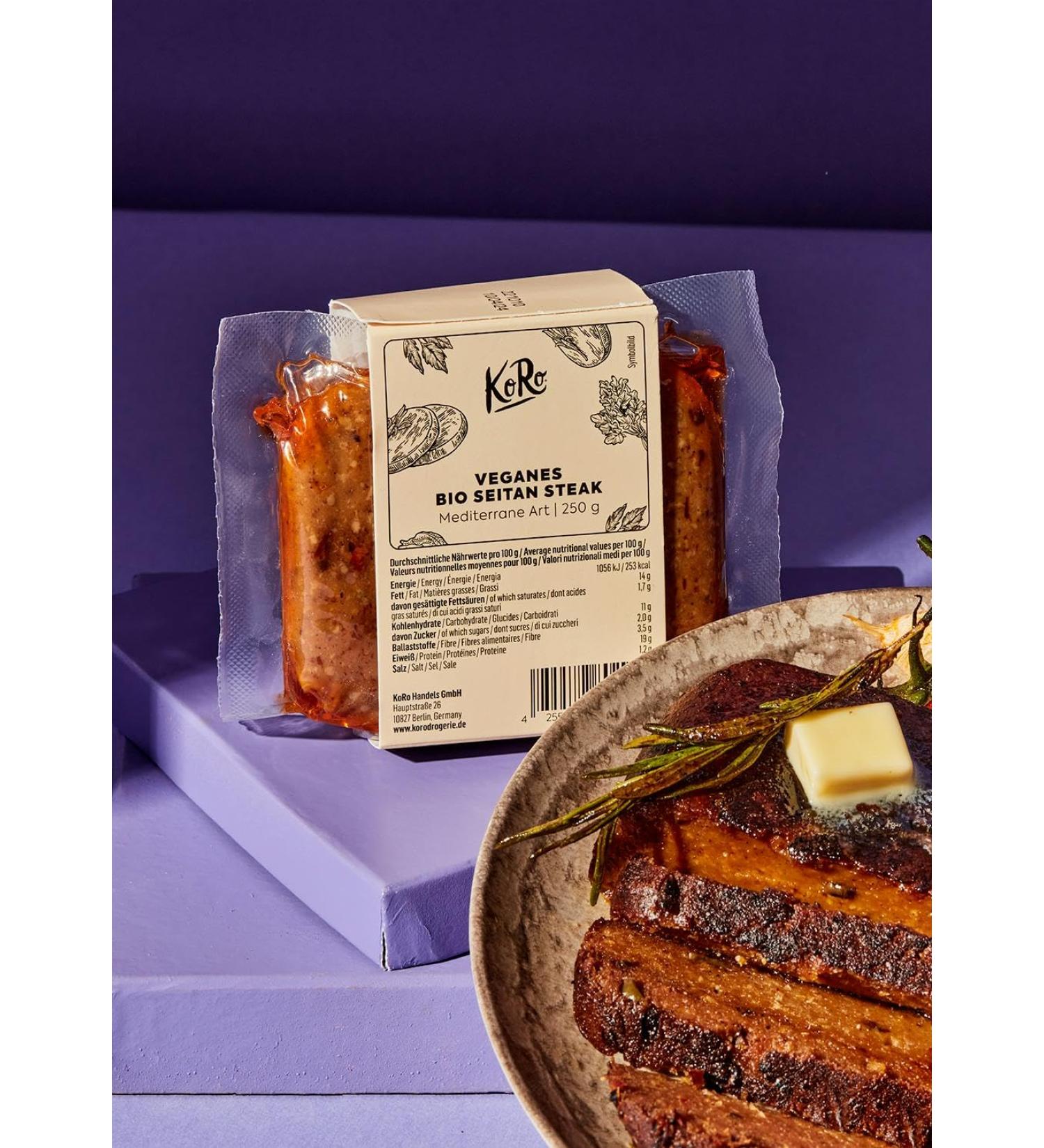 KoRo - Organic Mediterranean seitan steak 250g - Buy Online on GoSupps.com