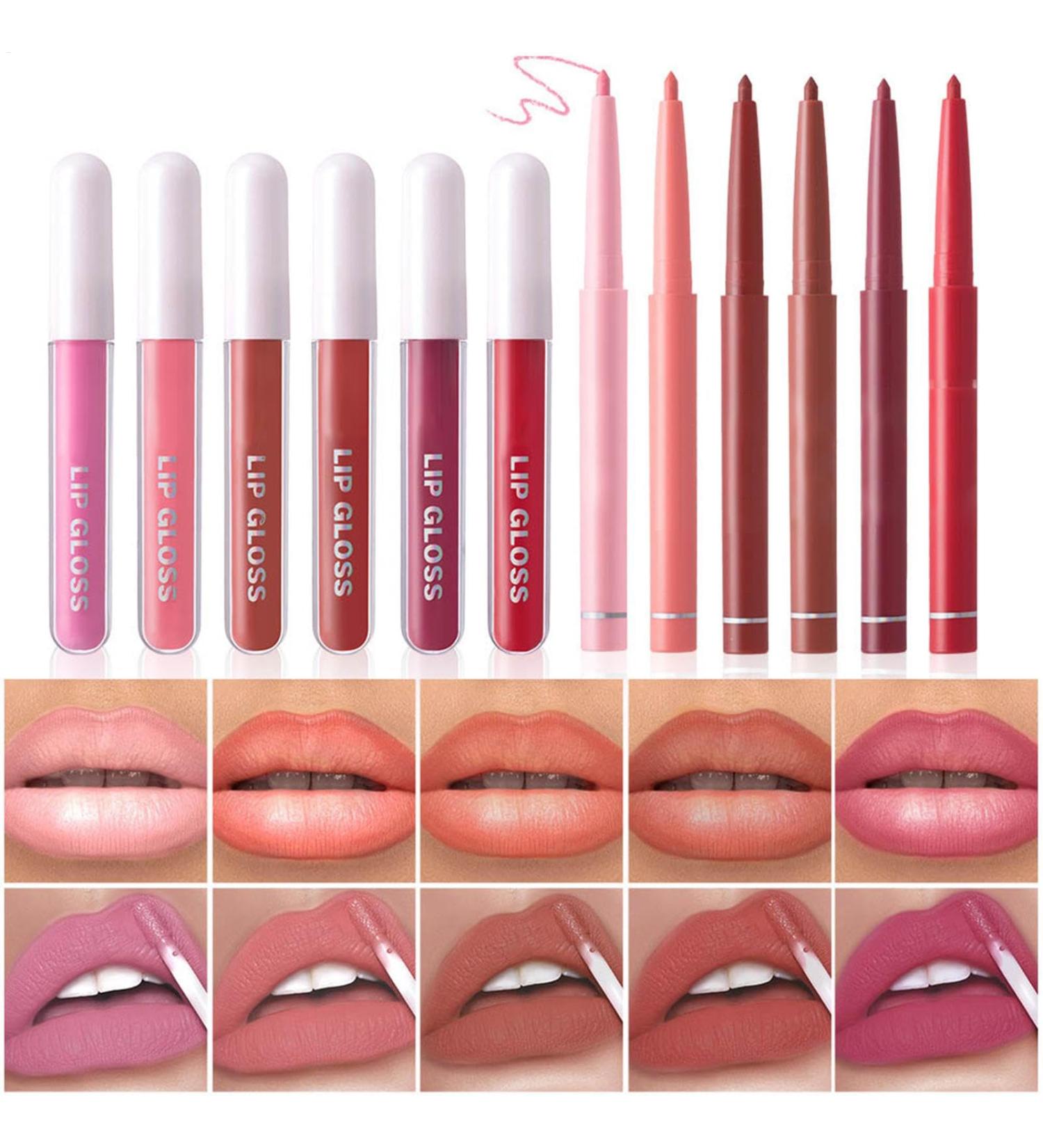  G n rique Lip Liner Set Non-Stick Lipstick Long-Lasting Lip Liner Matte Lip Liner Long-Lasting Lipstick Ideal For Achieving Stunning Lip Beauty For Daily Wear With 0.5gx6 Pieces+2.8mlx6 Pieces - Buy Online on GoSupps.com