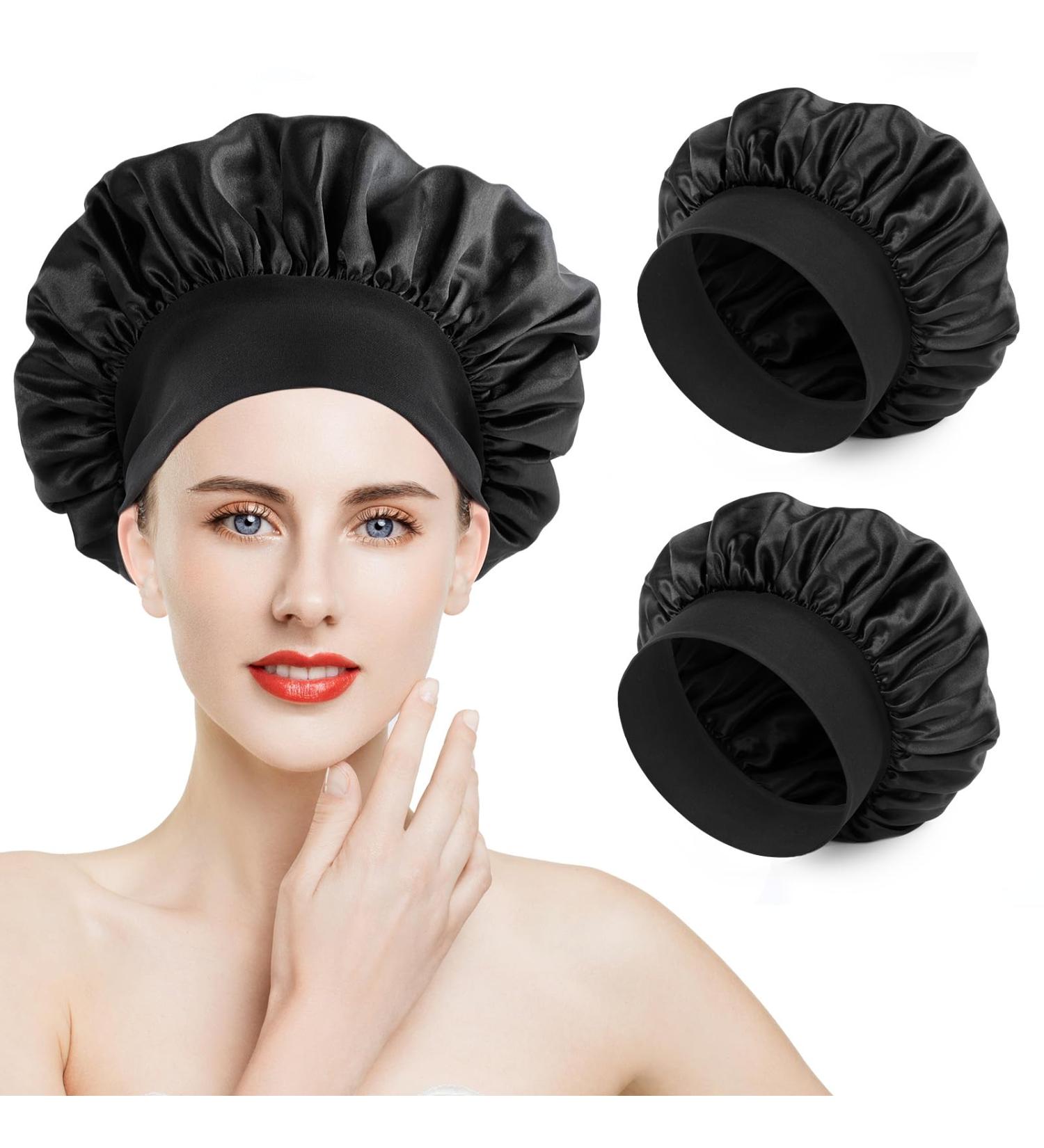 Romon Satin Hair Hood - 2 Pack Adjustable Silk Sleeping Caps & Bonnet for Women & Girls | Soft Padding Night Sleep Hats - Buy Online on GoSupps.com