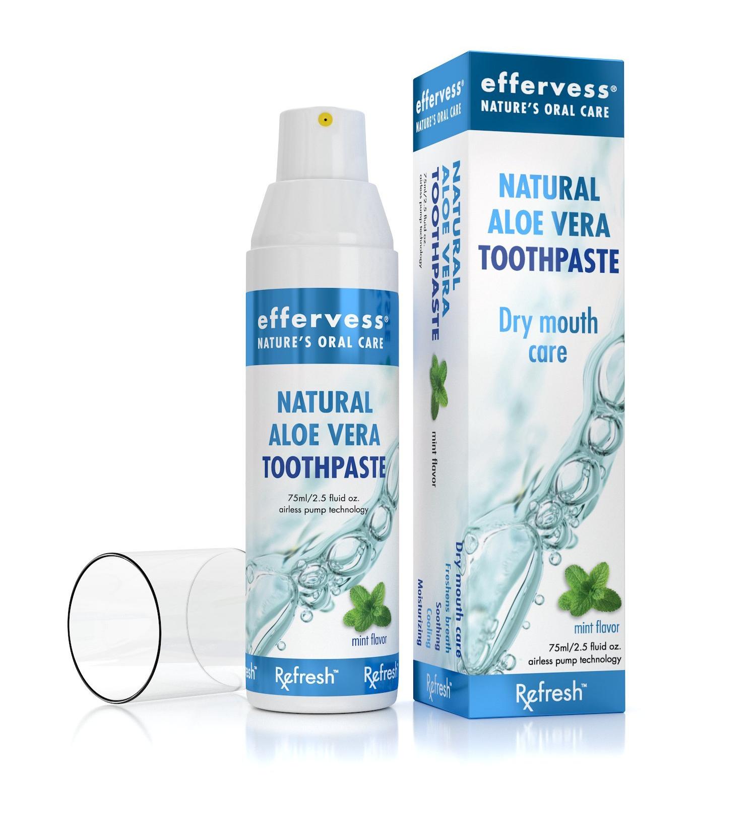 Effervess - Rx Refresh Natural Aloe Vera Toothpaste is a Mint-Flavored Oral Care Product with airless Pump Technology Perfect for Dry Mouth Relief. Developed by a Dentist. - Buy Online on GoSupps.com